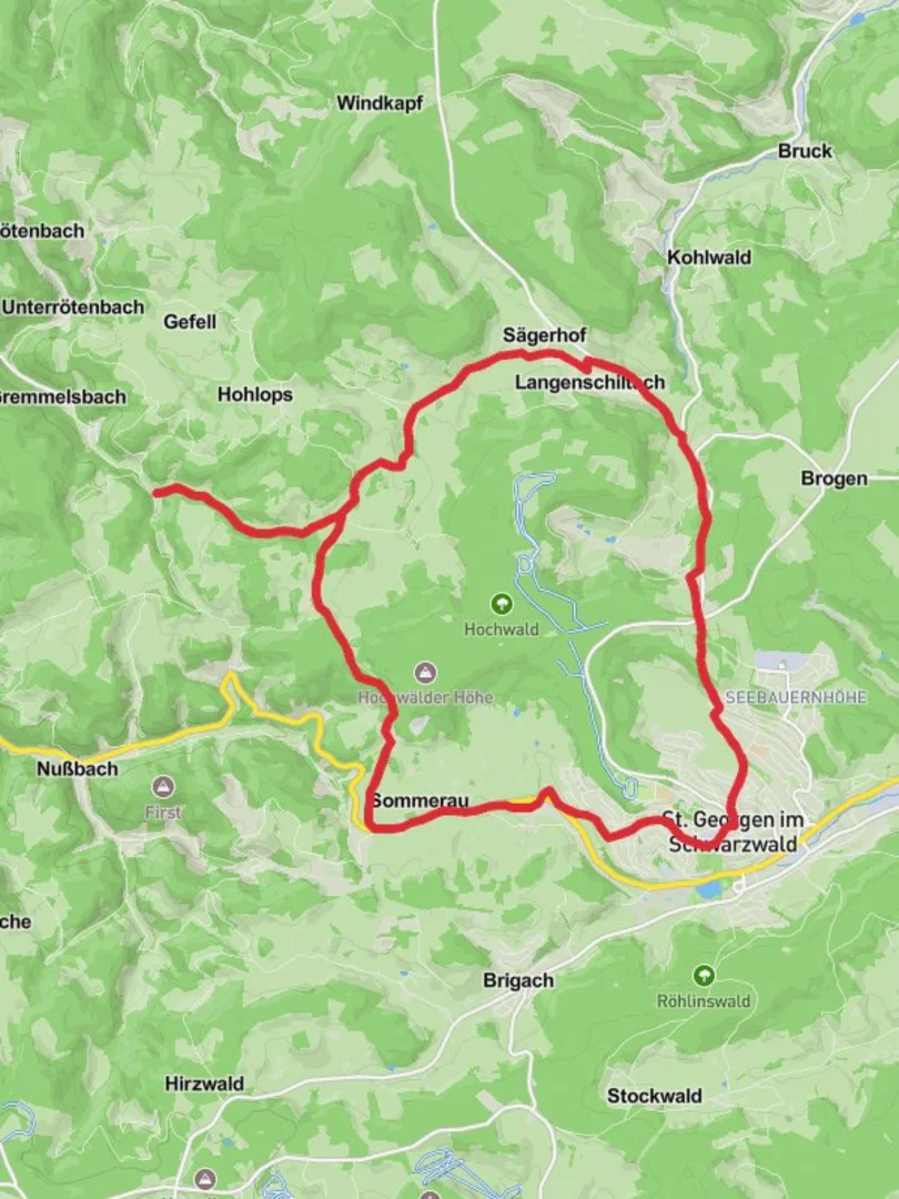 An image depicting the trail Schiltach and Brigach Sommerau Loop and its surrounding area.