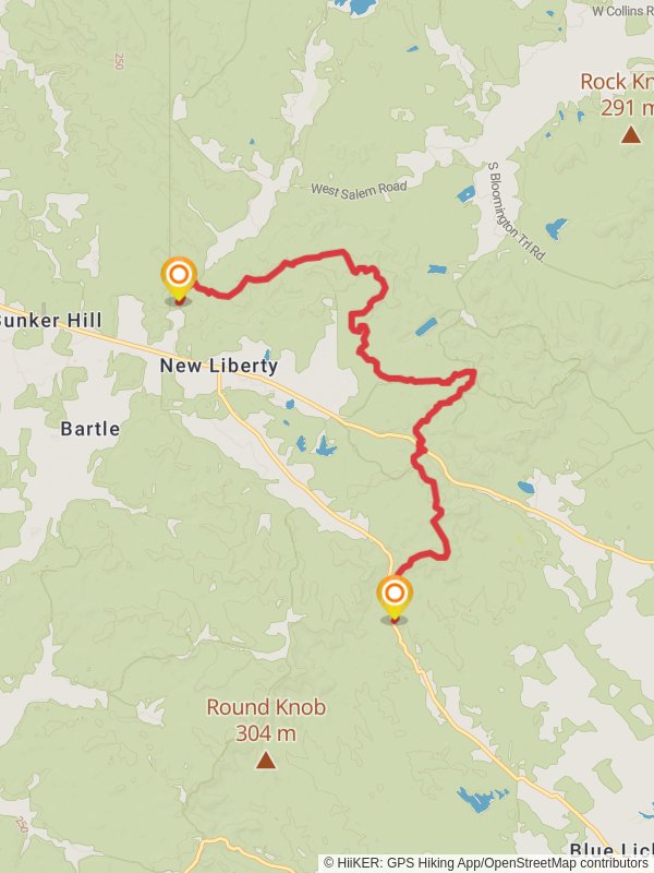 Knobstone Trail Point to Point mobile static map