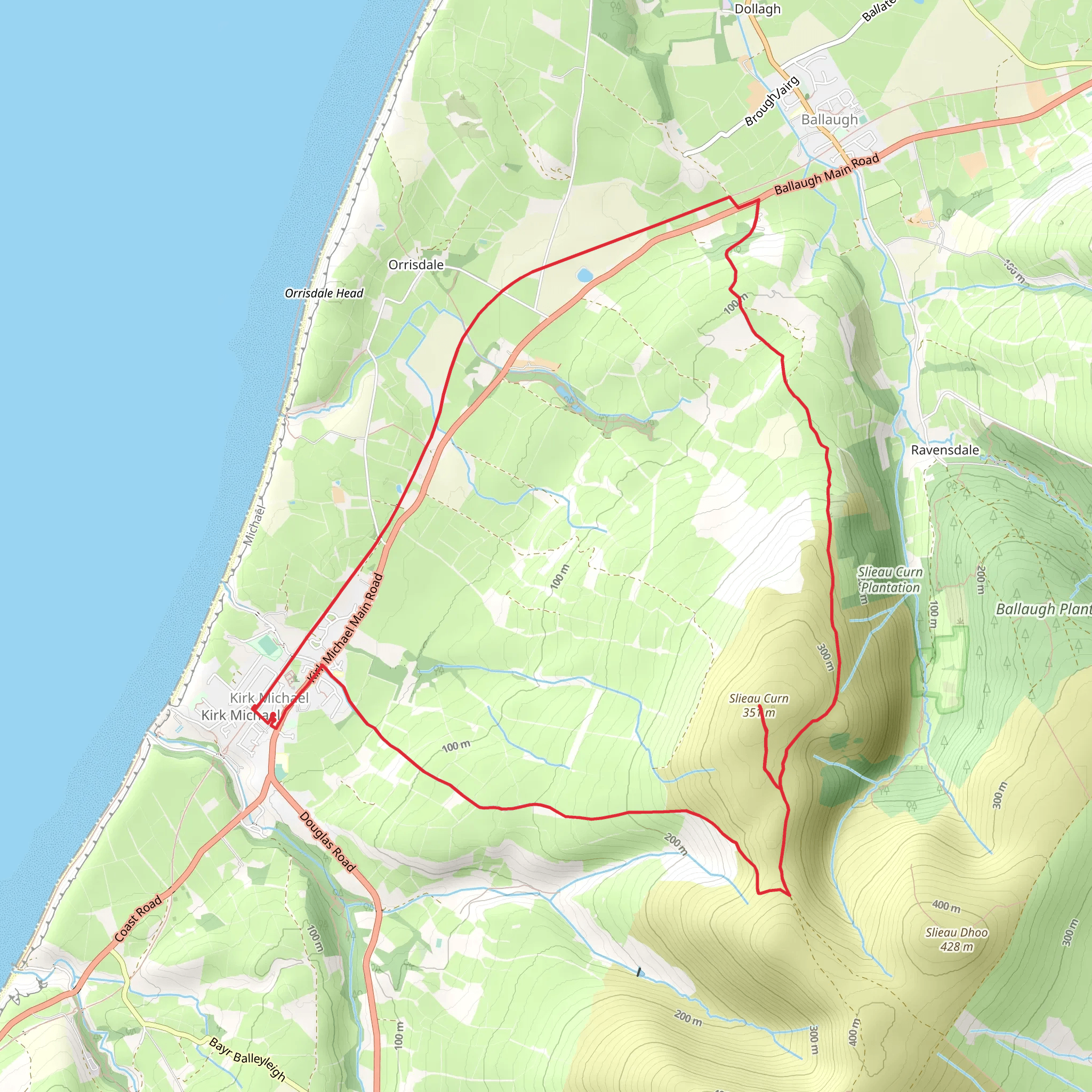 Isle of Man - Slieau Curn Loop mobile static map