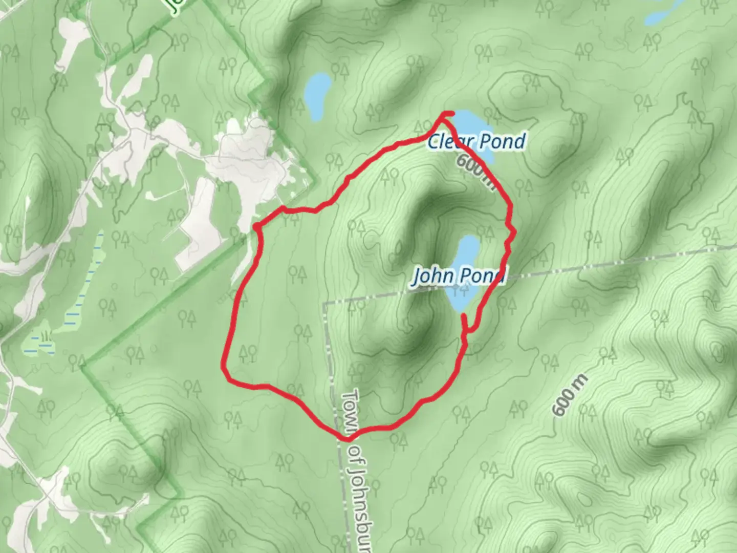 An image depicting the trail John Pond and Clear Pond Trail Loop and its surrounding area.