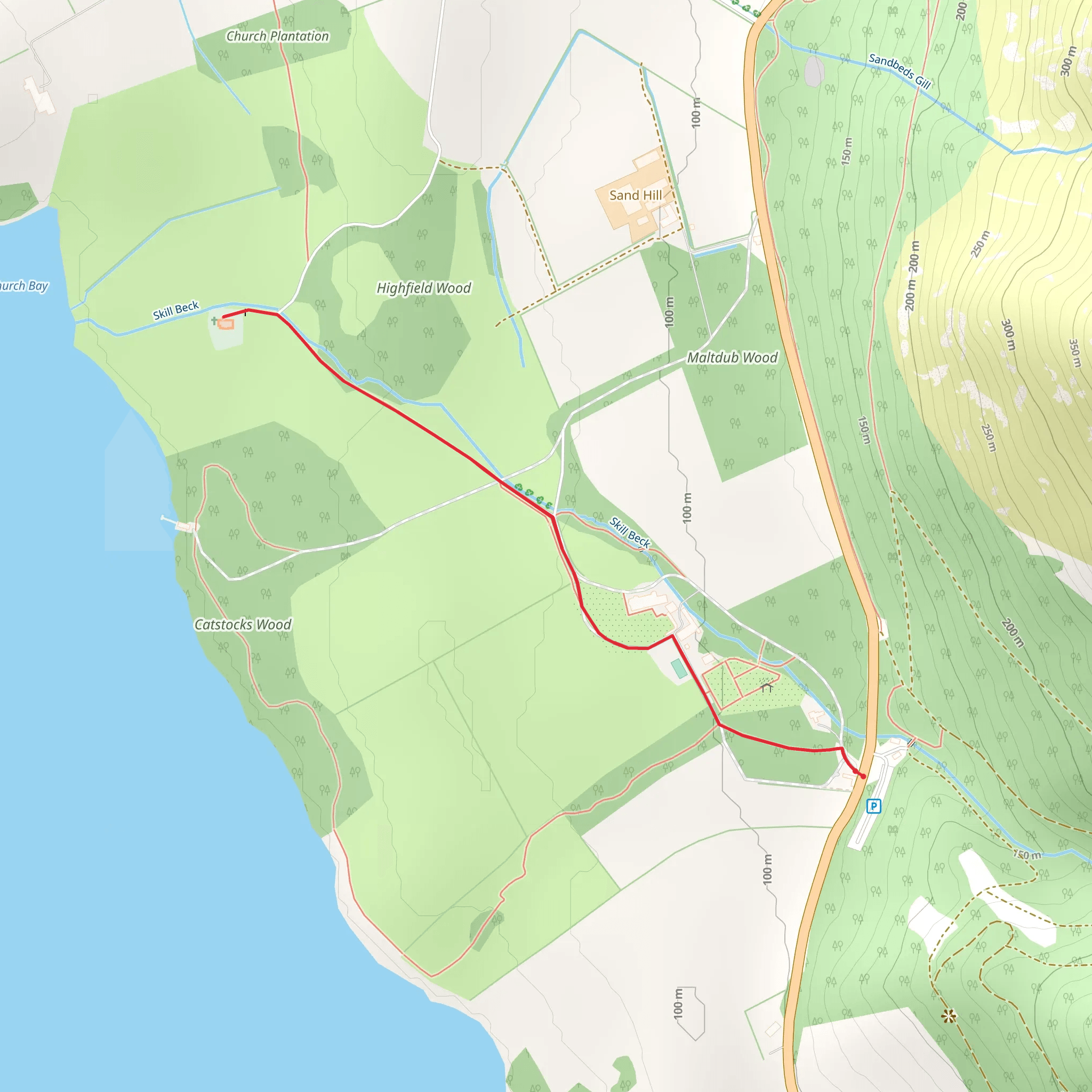 Mirehouse to St Bega's Church Walk - Bassenthwaite Lake mobile static map