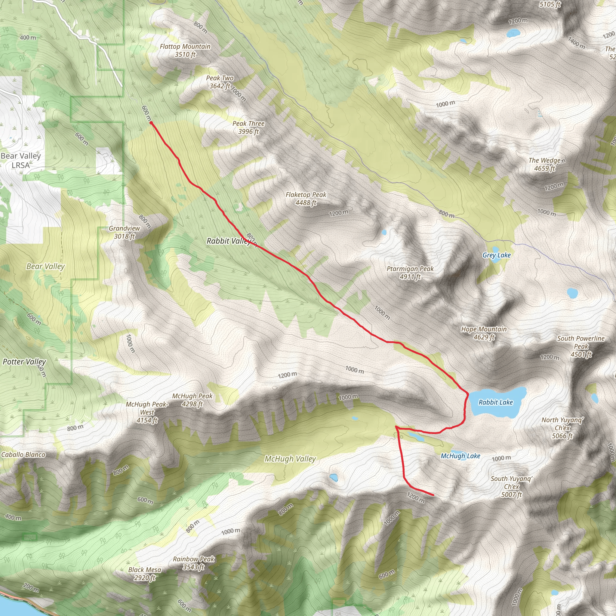 Lower McHugh Lake via Rabbit Lake Trail mobile static map