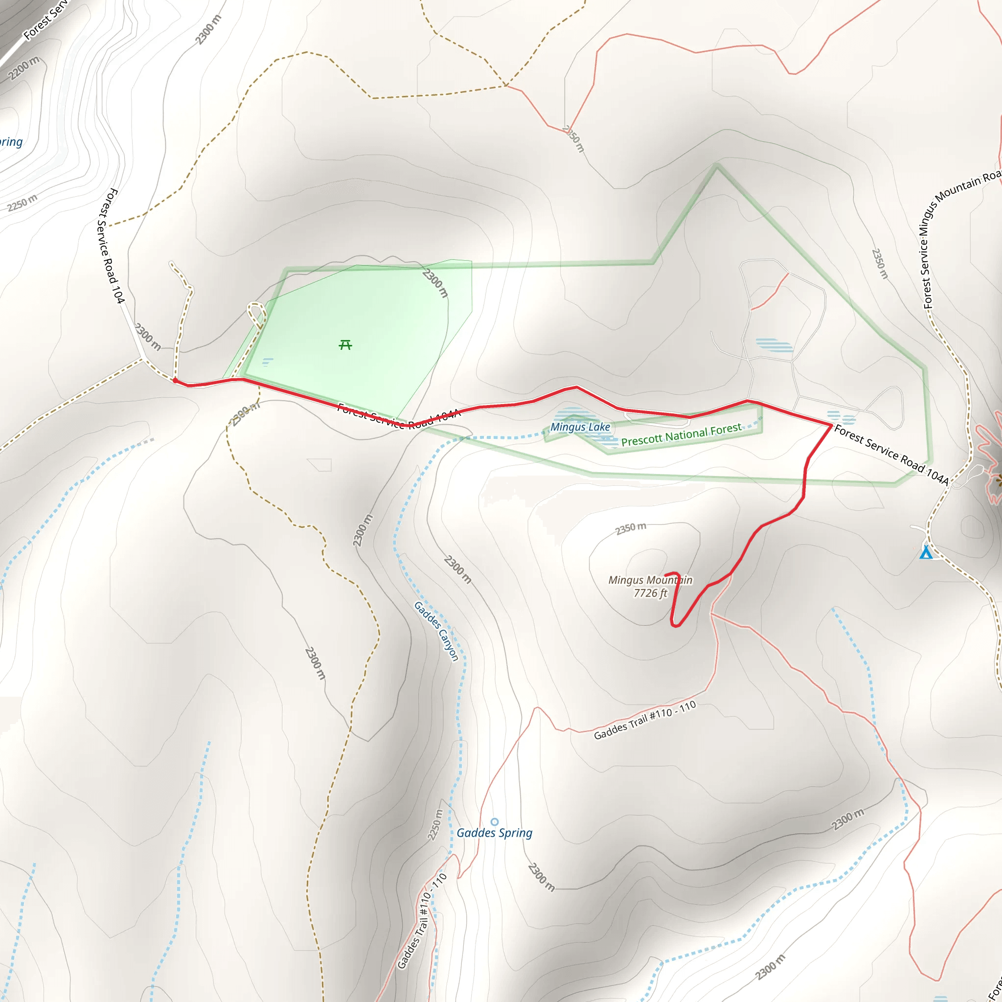 Mingus Lake - Forest Service Road 104A mobile static map