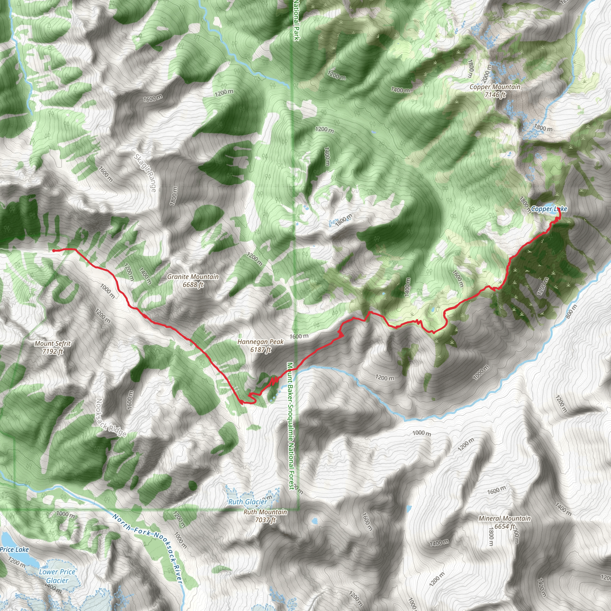 Copper Lake via Hannegan Pass Trail mobile static map