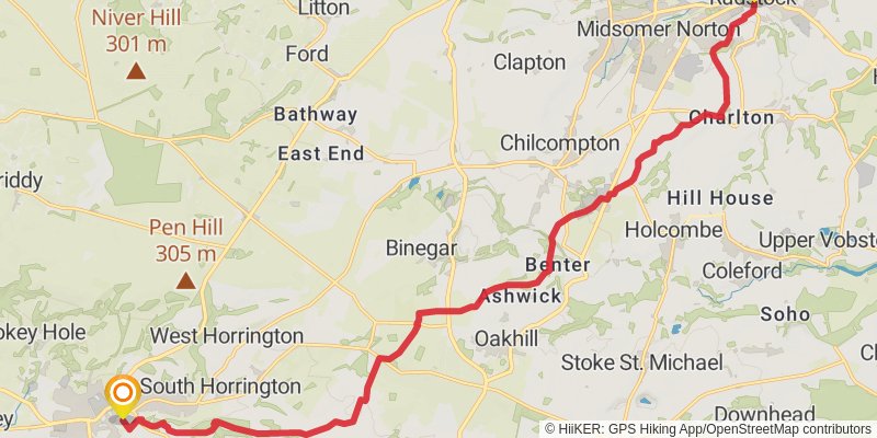 Minehead to Bath Abbey in Somerset stage 9 Map