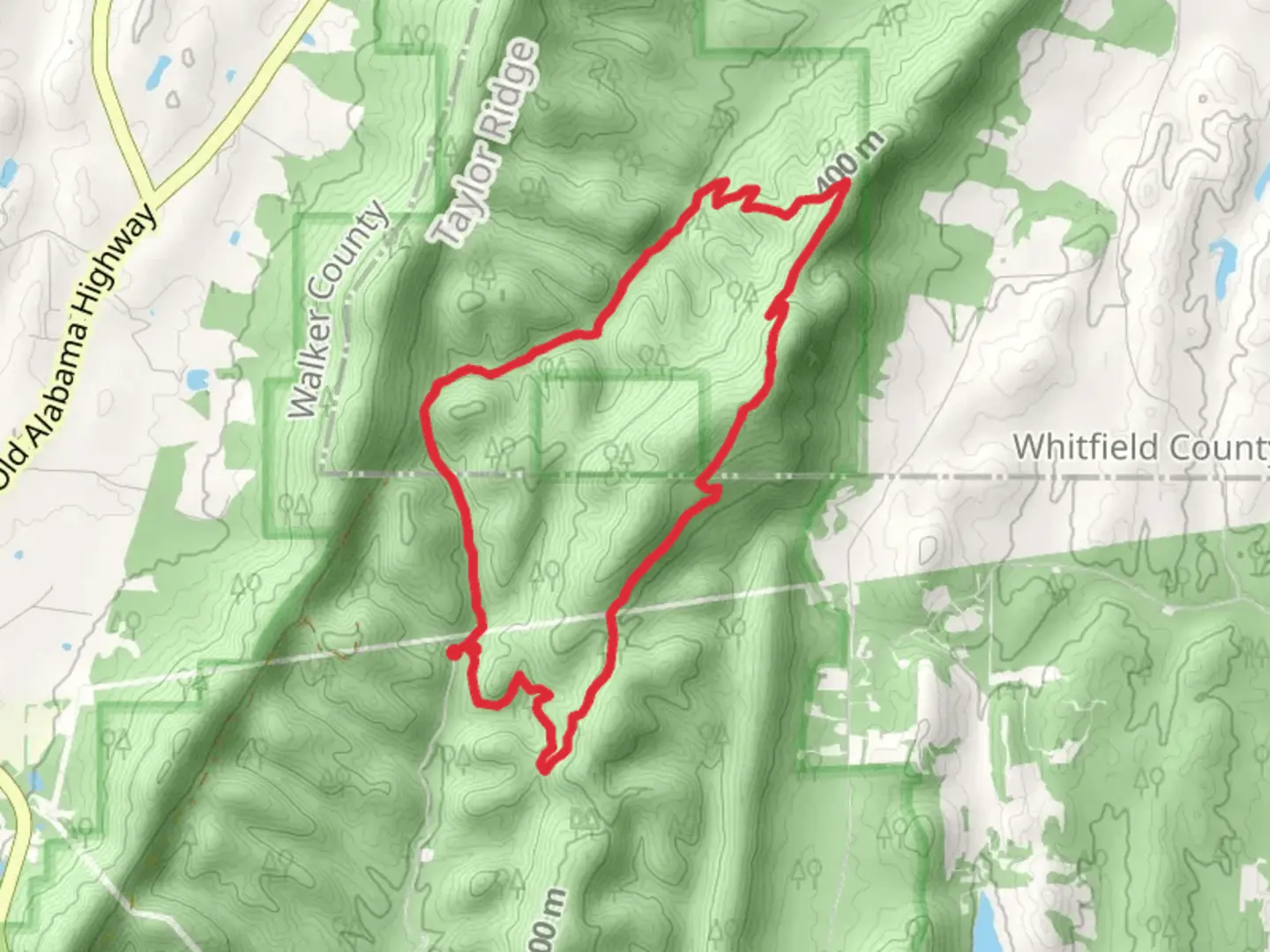 An image depicting the trail Chickamauga Creek Trail Loop and its surrounding area.