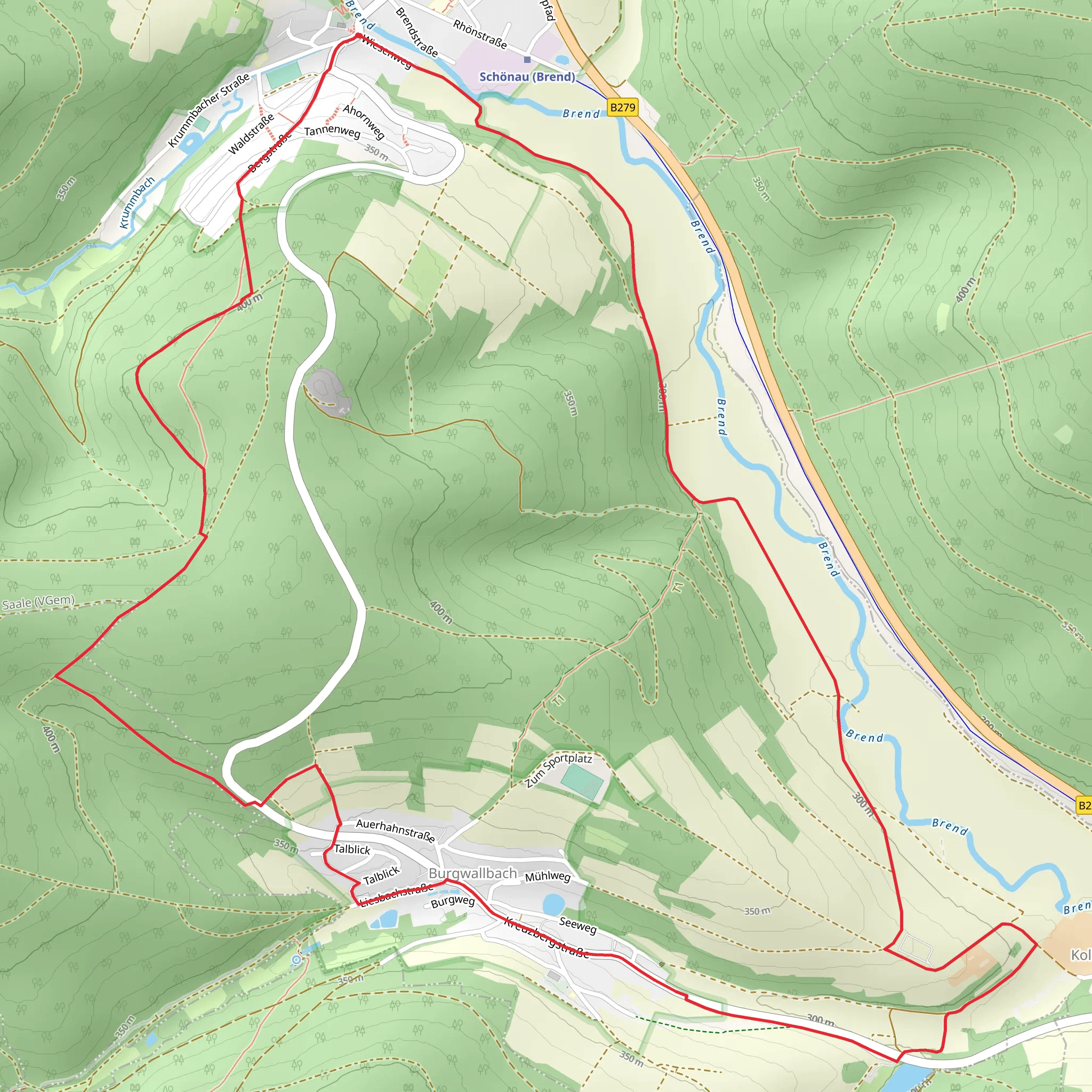 Ortesweg and Rhoen Rundweg mobile static map