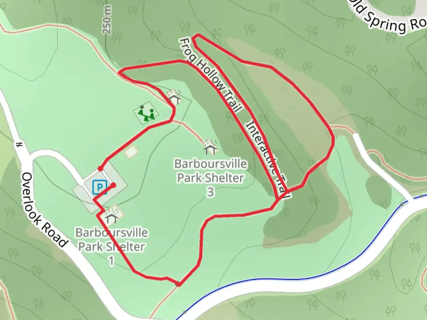 An image depicting the trail Interactive Trail and 84 Lumber Hiking Loop Trail and its surrounding area.