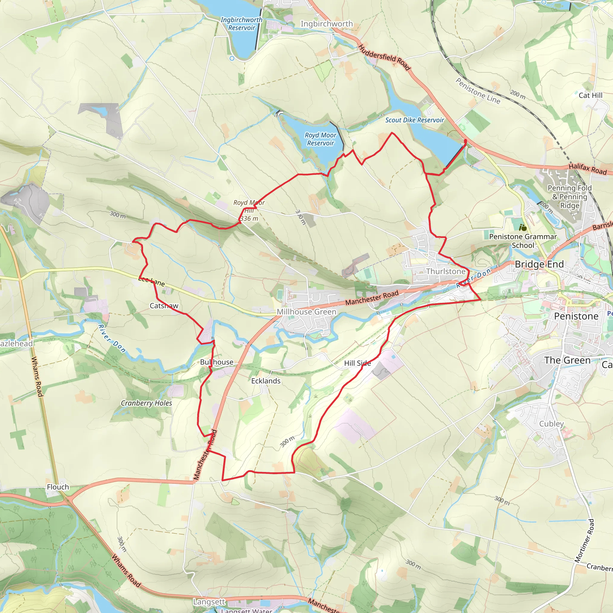 Penistone Circular from Scout Dike Reservoir mobile static map