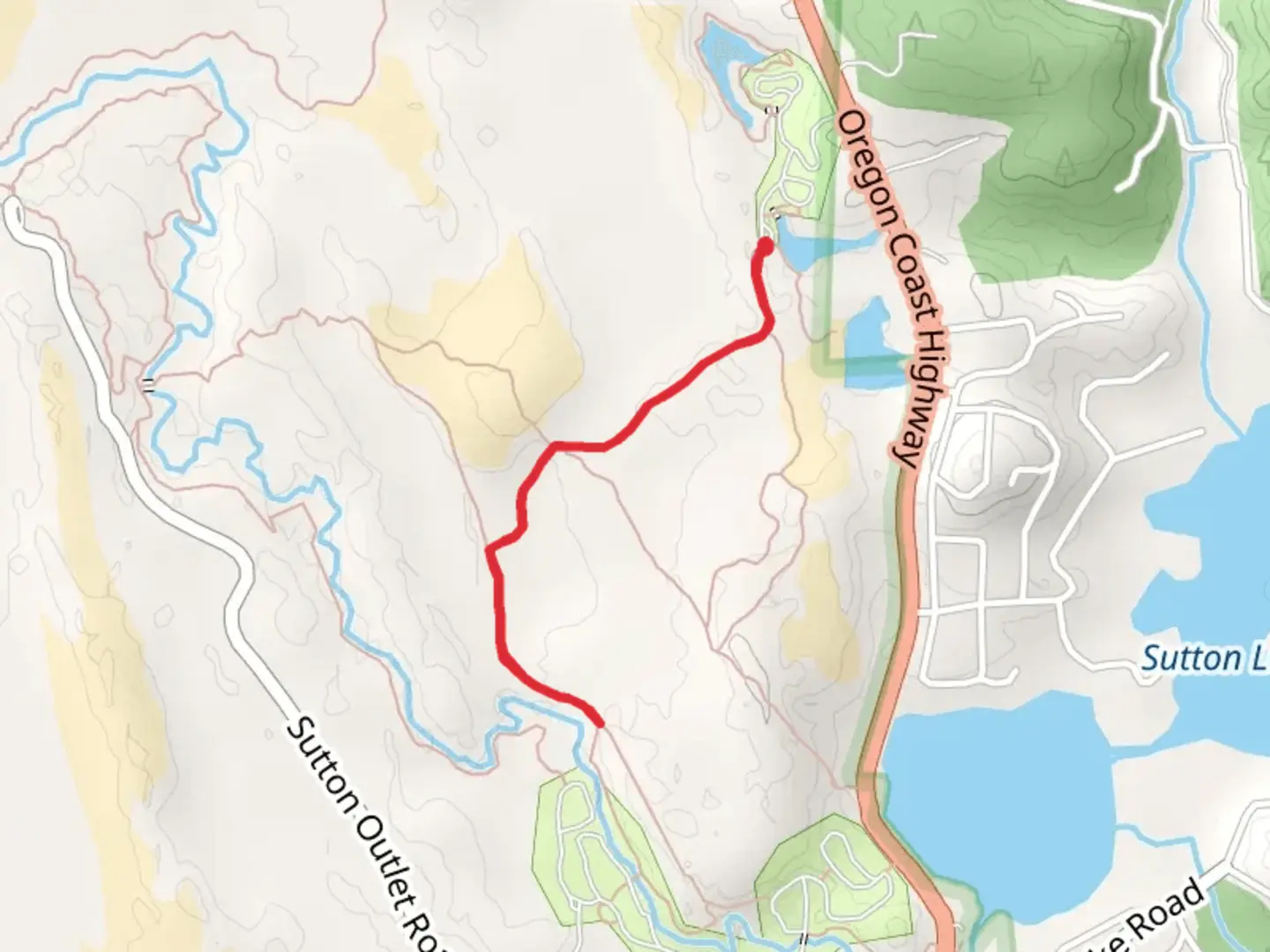 An image depicting the trail Sutton Creek Out and Back and its surrounding area.