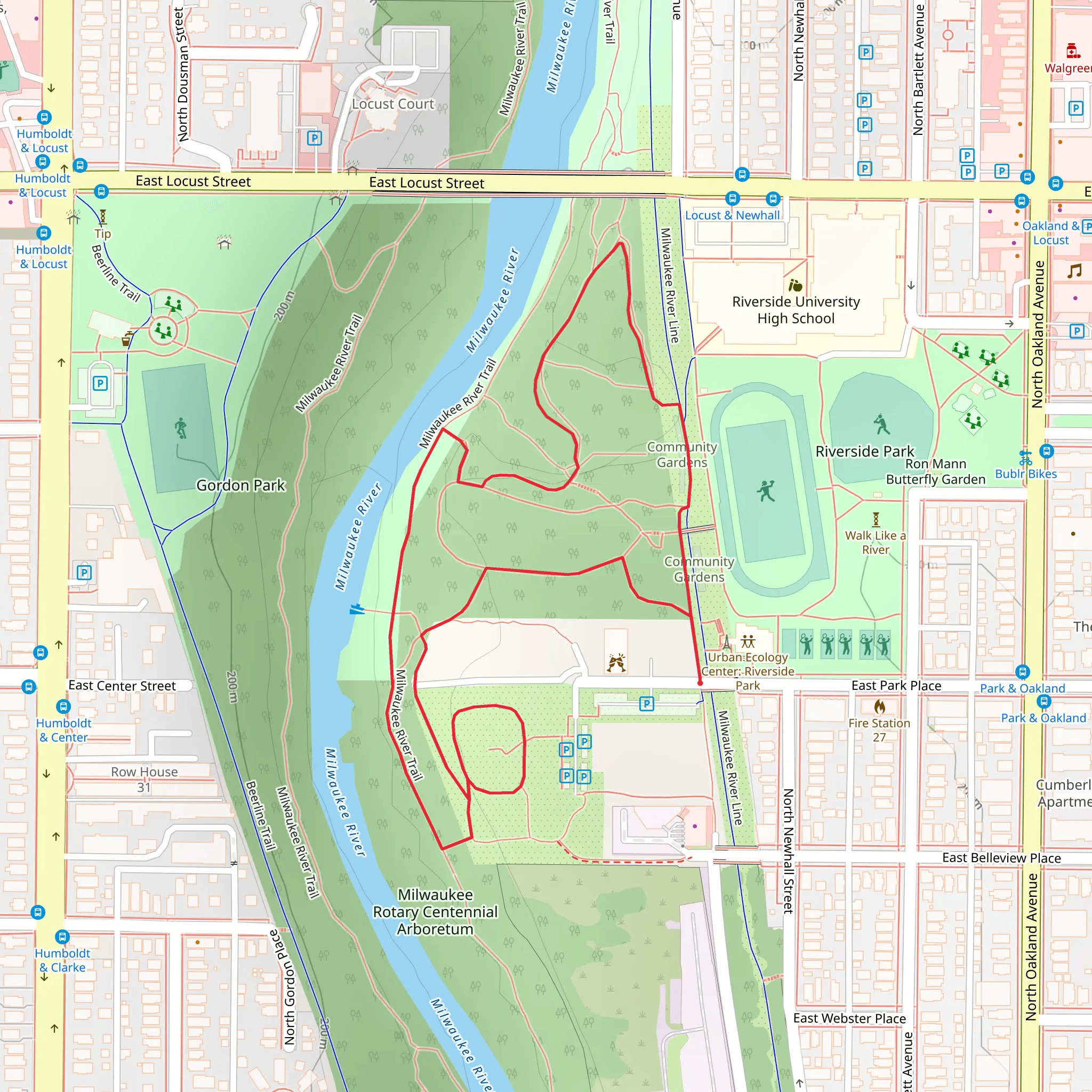 Milwaukee River Loop Trail mobile static map