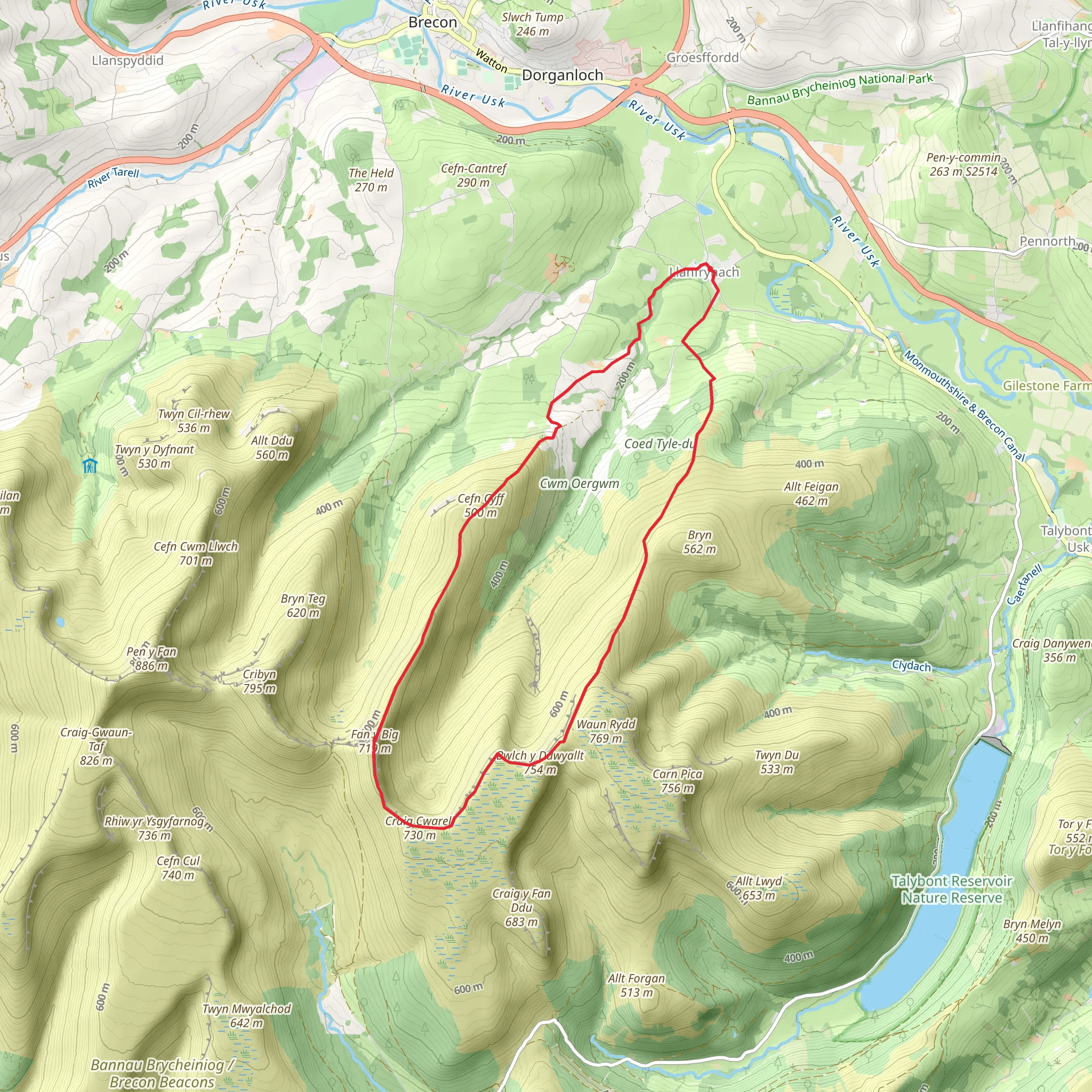 Bannau Brycheiniog National Park Loop mobile static map