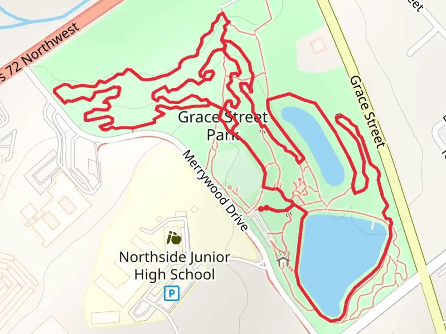 An image depicting the trail Grace Street Park Loop and its surrounding area.