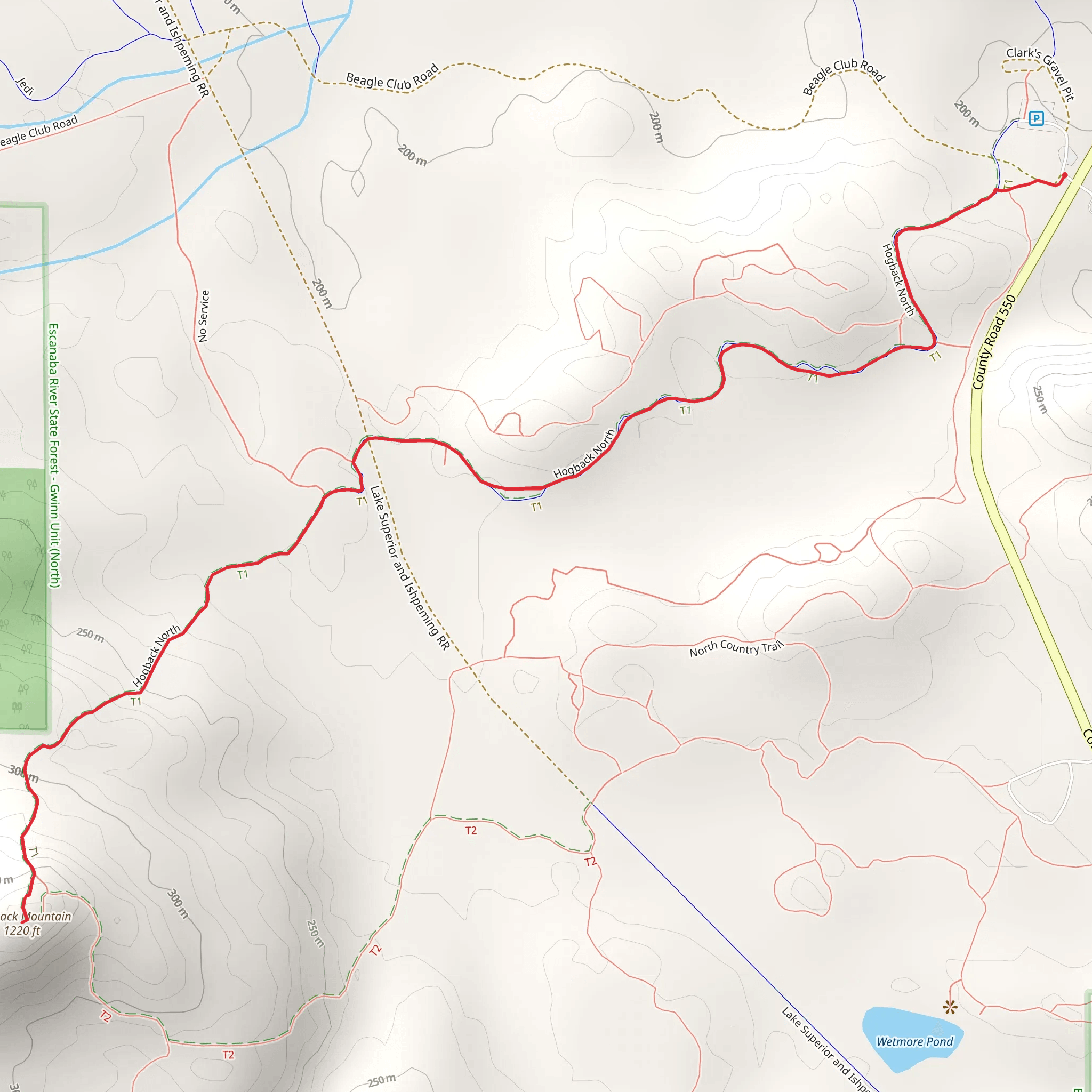 Hogback Mountain via Hogback North mobile static map