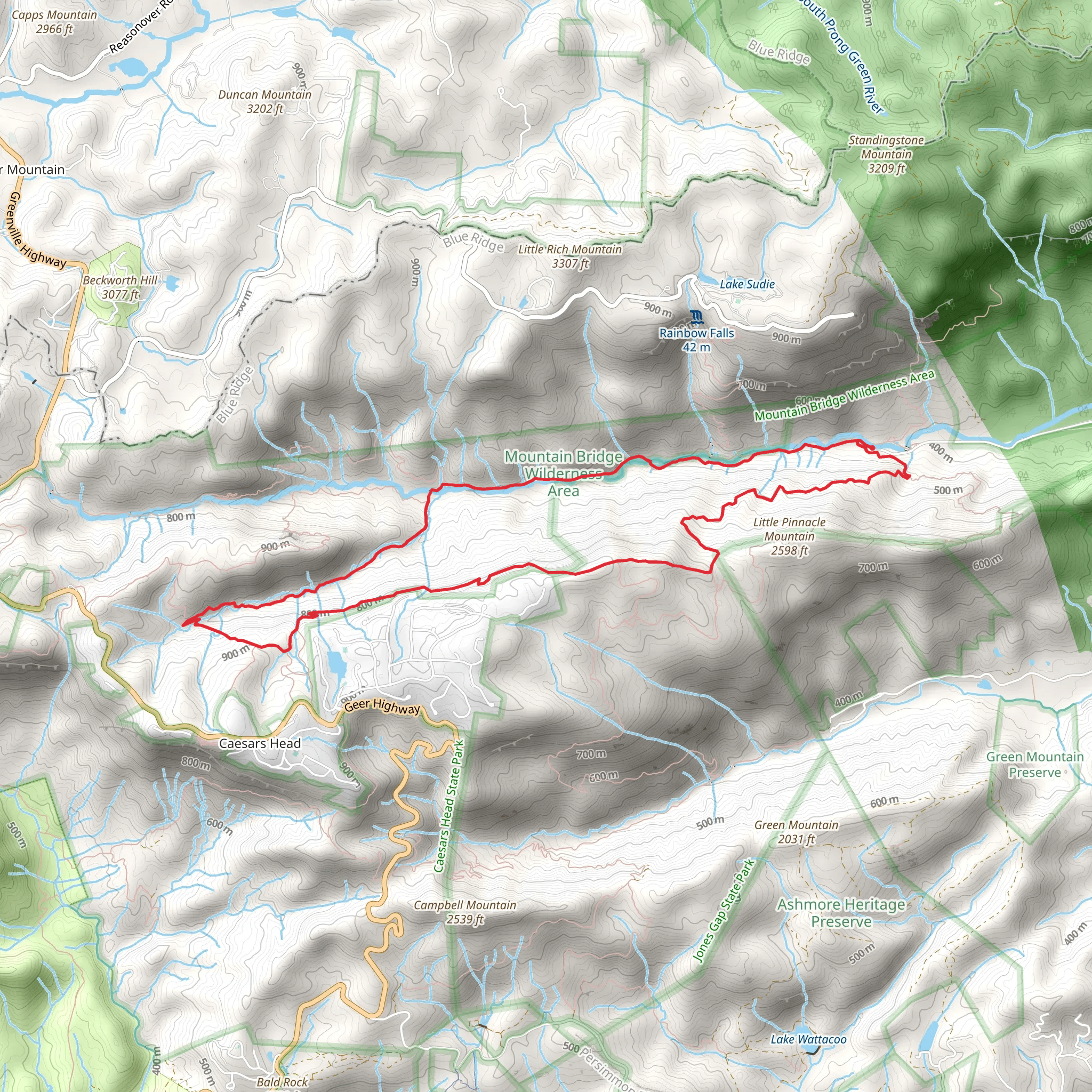 Rim of the Gap and Jones Gap Loop Trail mobile static map