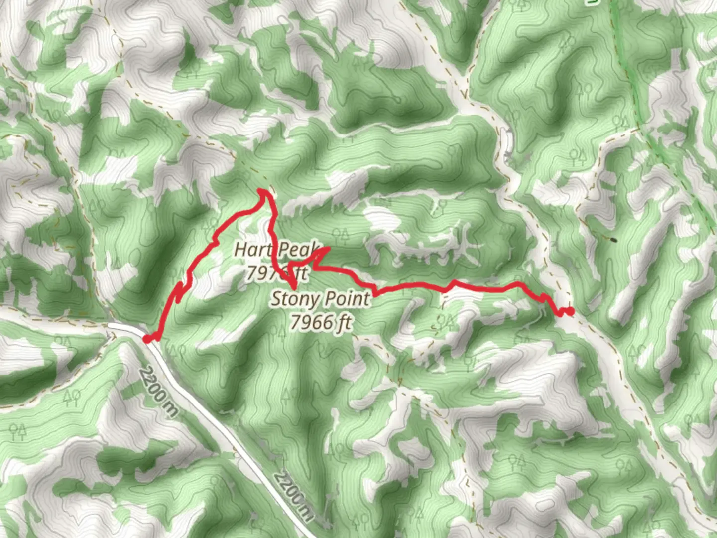 An image depicting the trail Hart Peak via Indian Writings Campsite Trail and its surrounding area.
