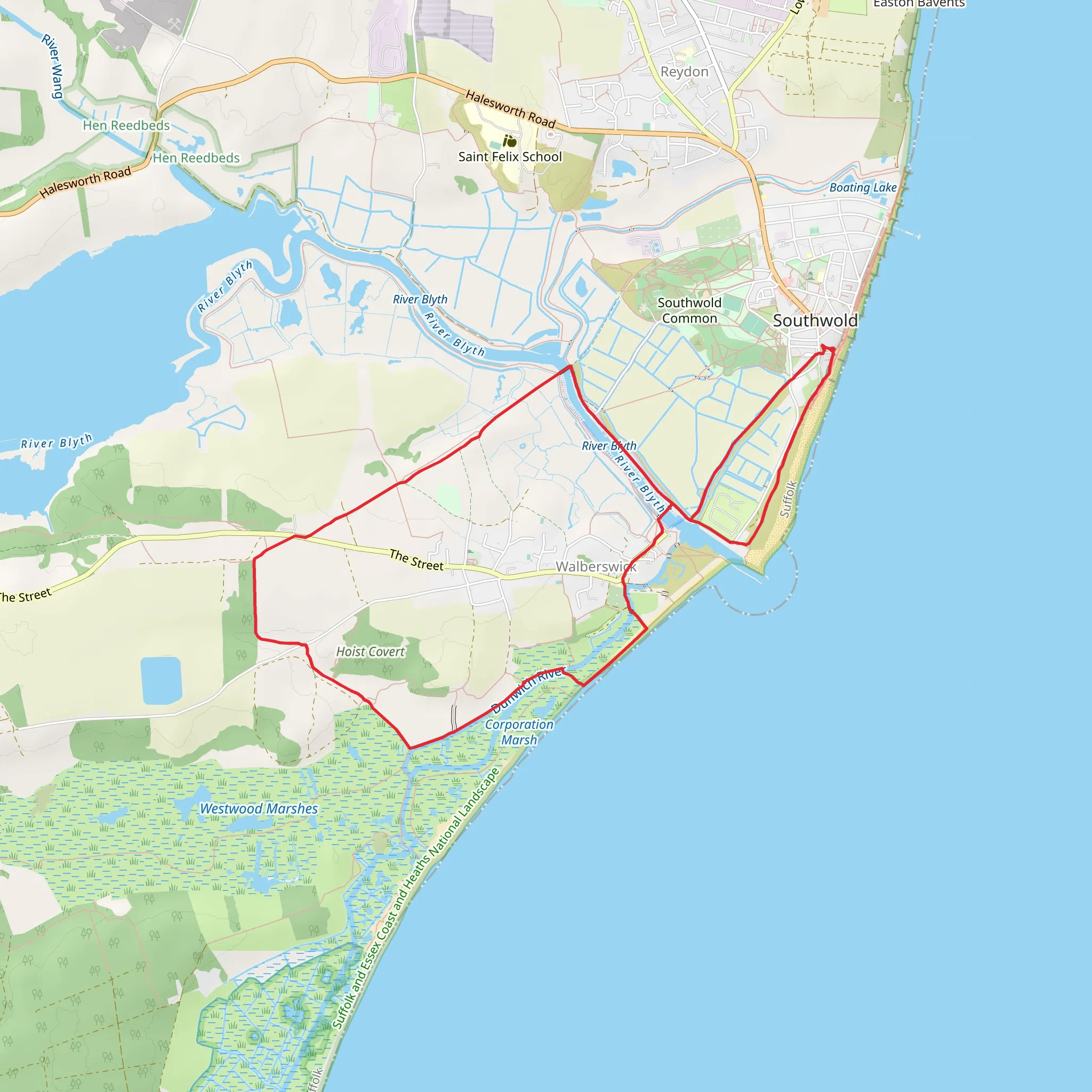 Walberswick Loop mobile static map