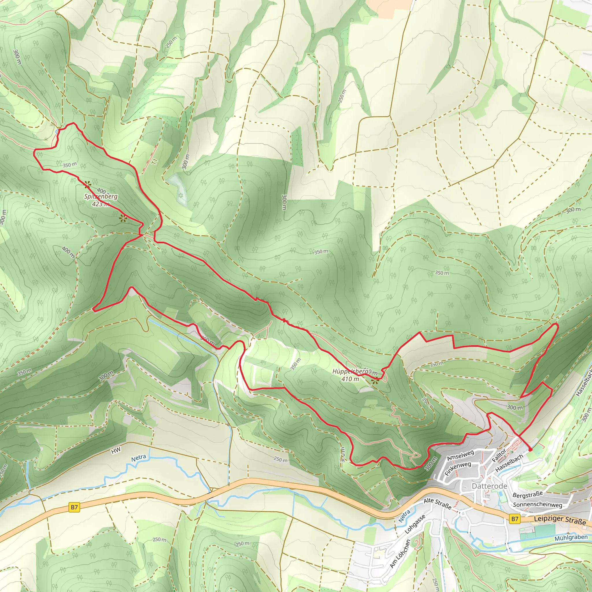 Hüppelsberg and Schoene Aussicht Friedrichslust via Premiumweg mobile static map