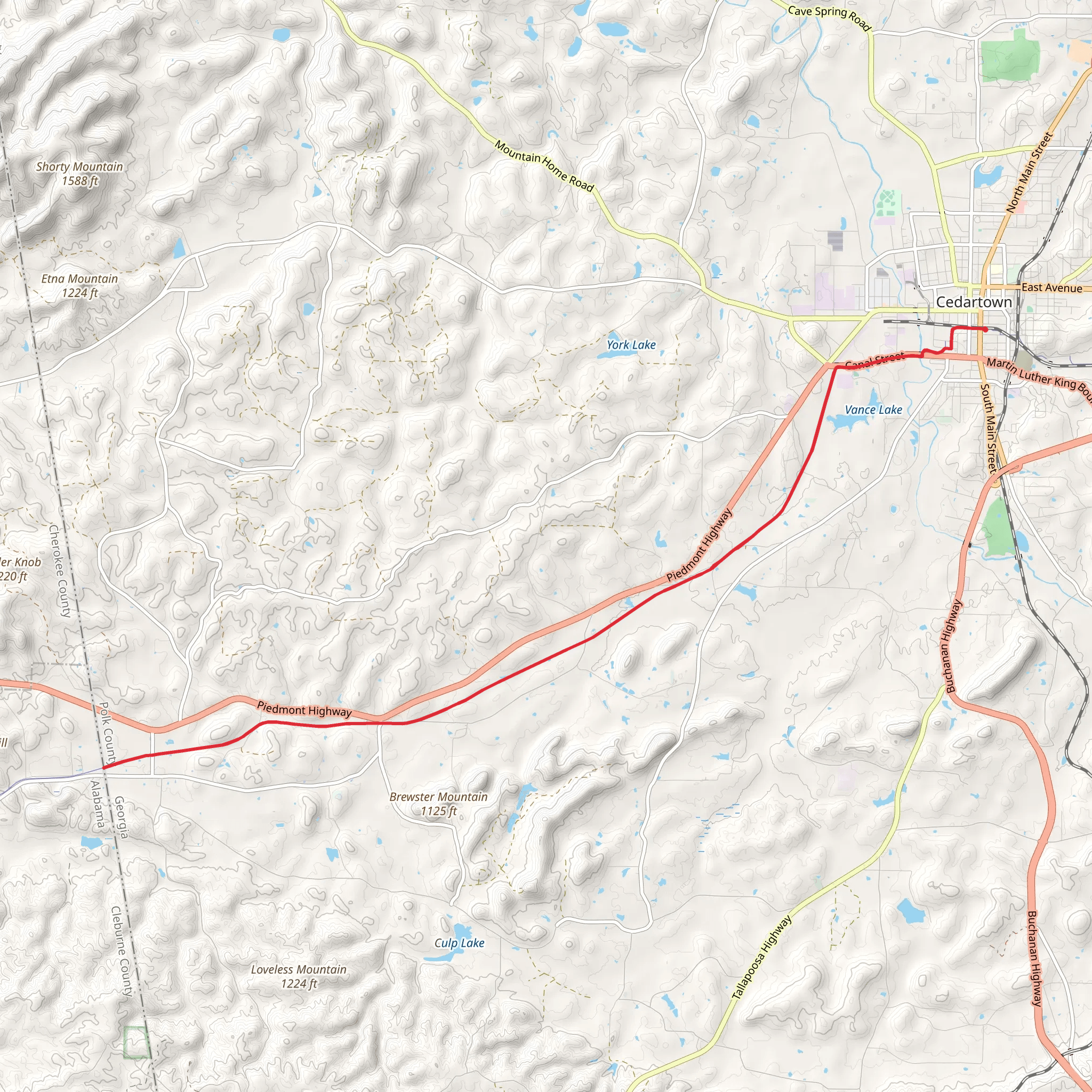Silver Comet Trail from Cedartown mobile static map