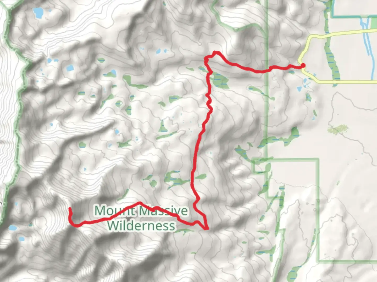 An image depicting the trail Mount Massive and its surrounding area.