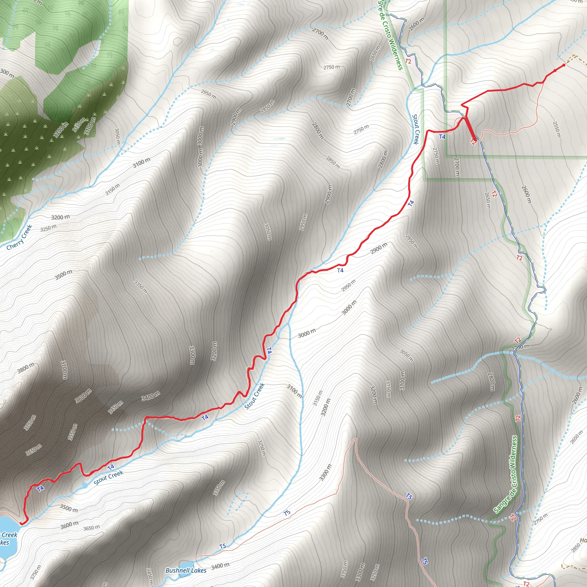 Stout Creek Lakes Trail mobile static map