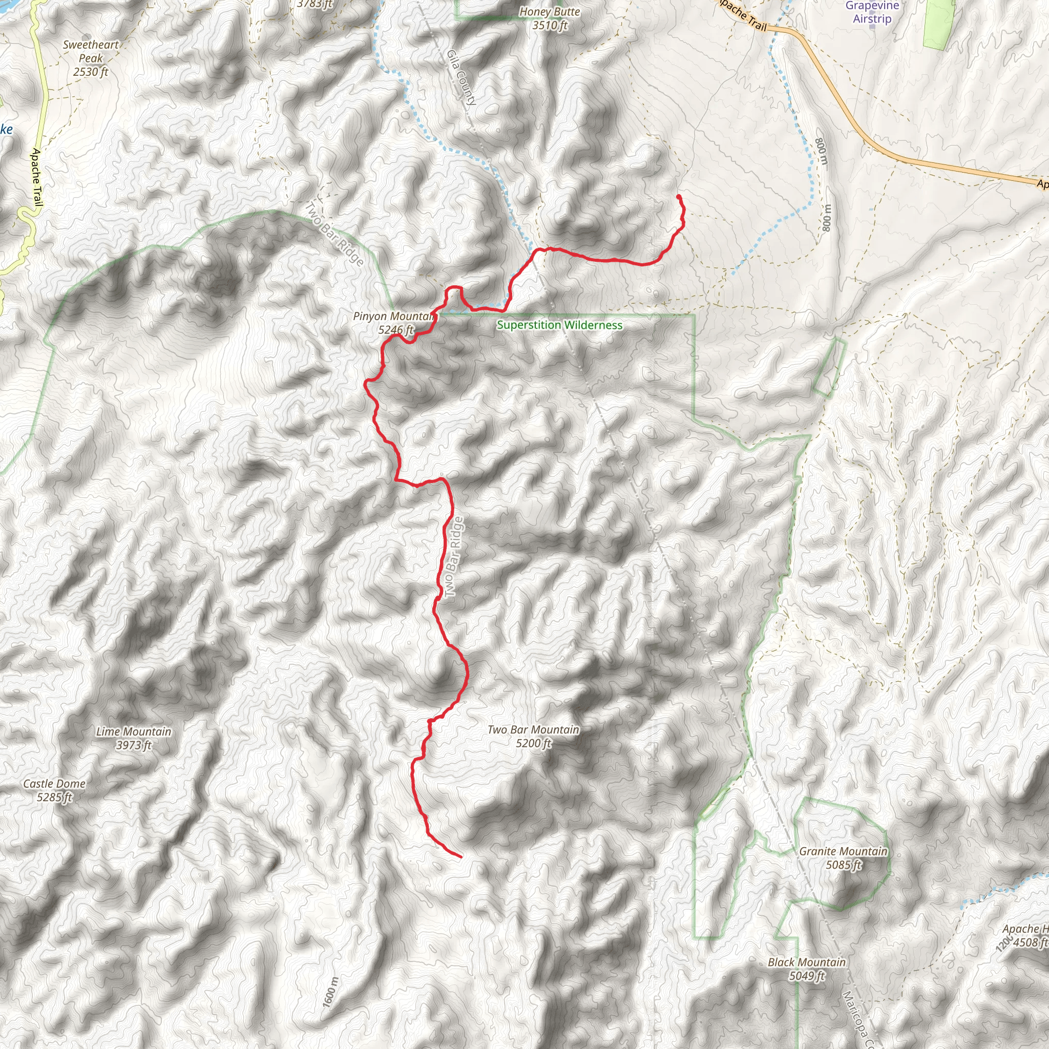 Two Bar Ridge via Blackbrush Ranch Road mobile static map