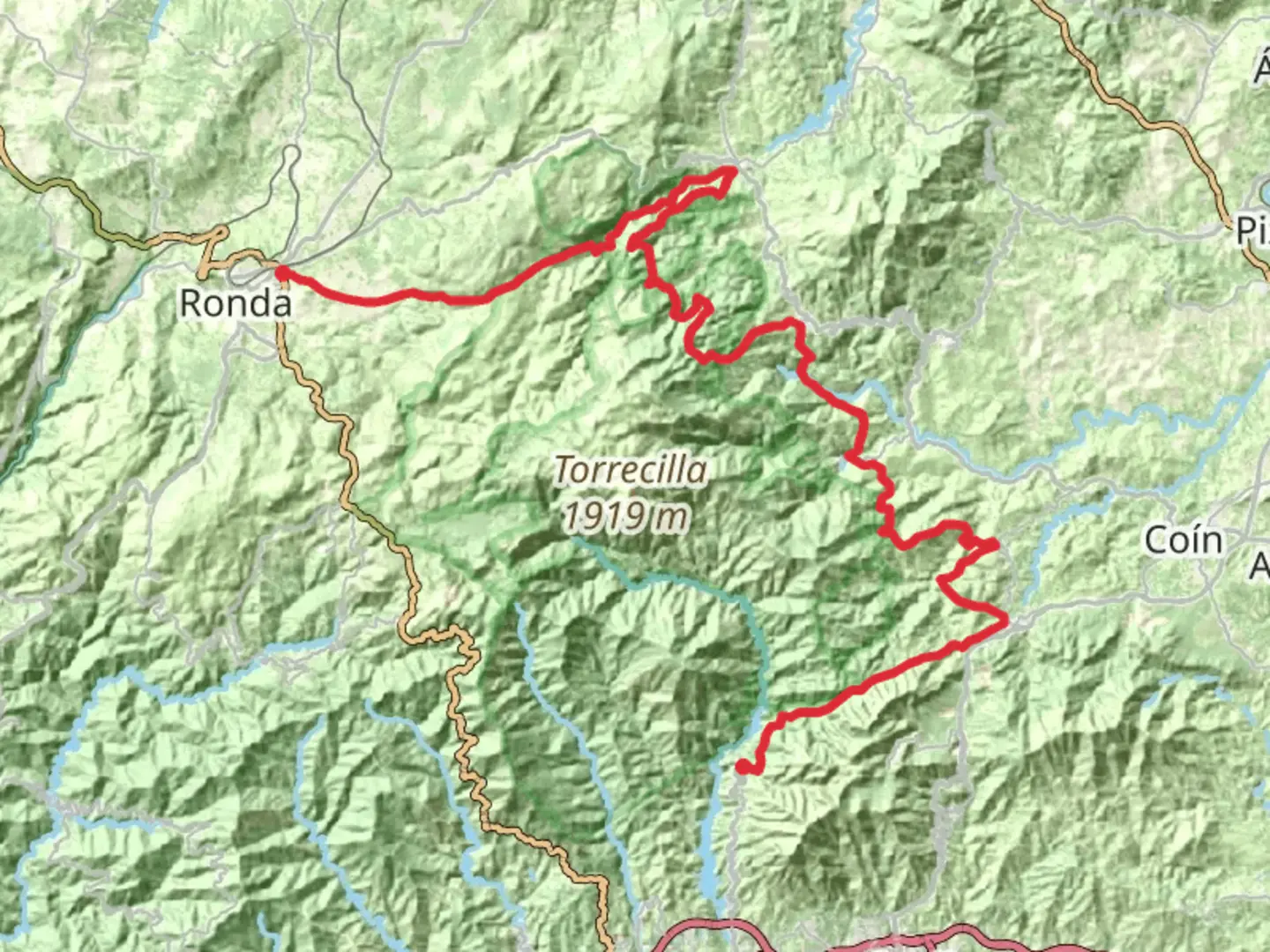 An image depicting the trail GR 243 Sendero Sierra de las Nieves and its surrounding area.