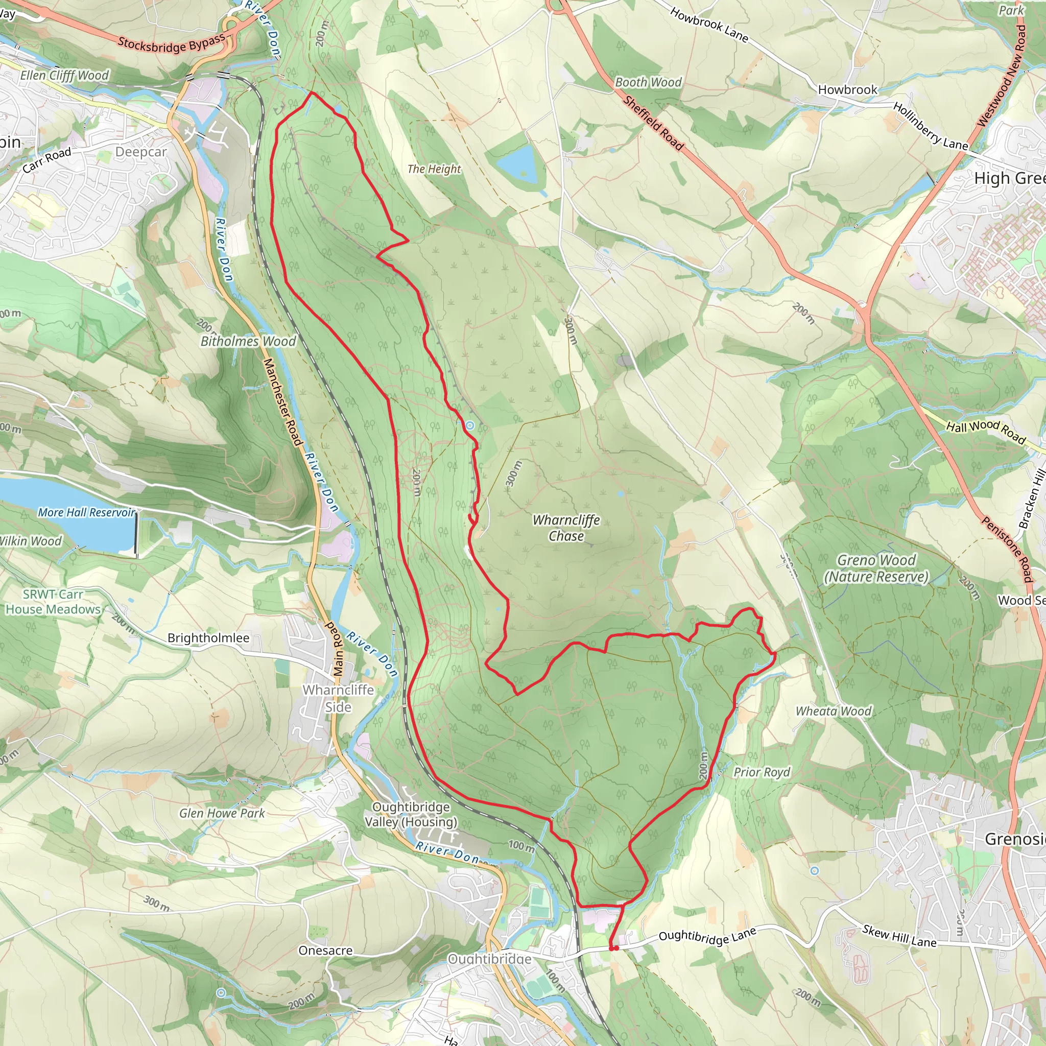 Wharncliffe Woods and Lady Wharncliffe's Road mobile static map