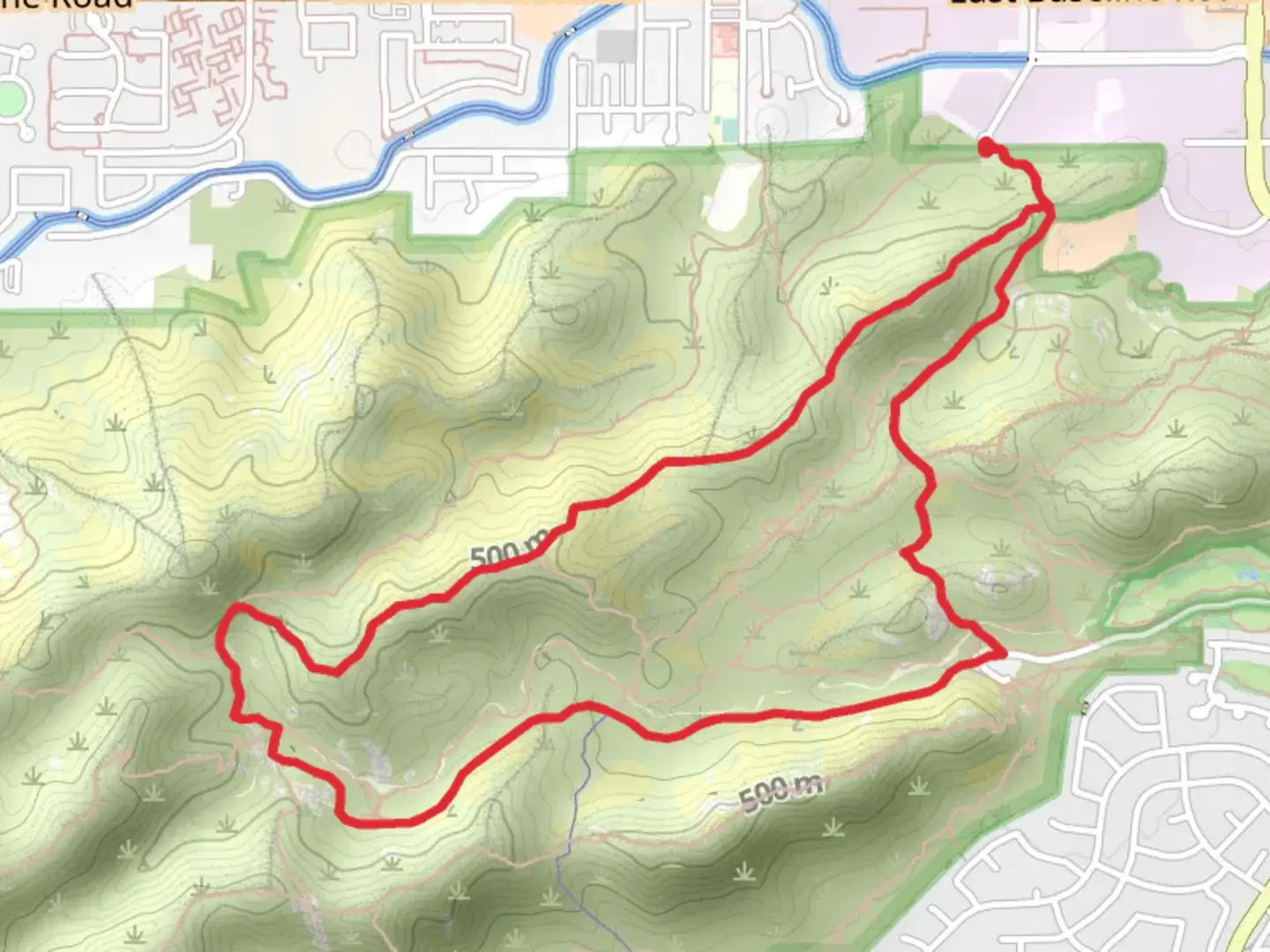 An image depicting the trail Pima Wash Loop and its surrounding area.