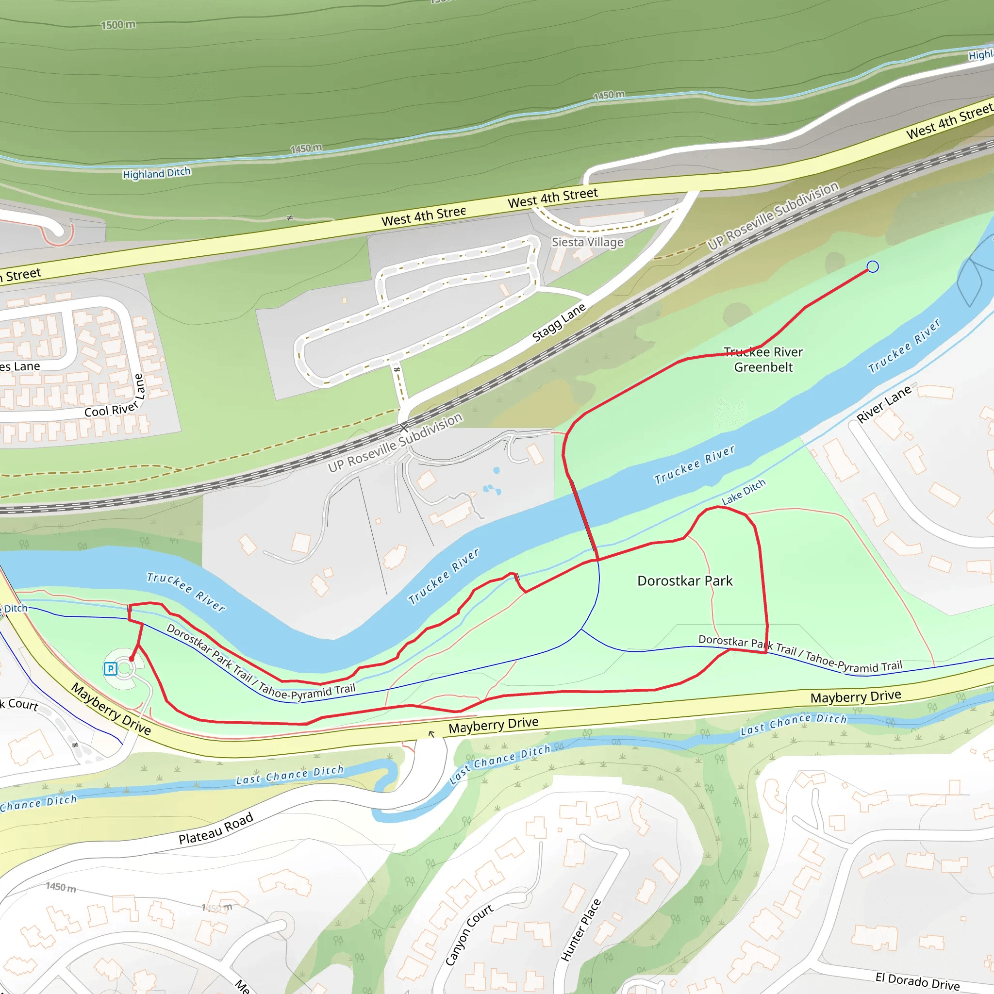 Dorostkar Park Loop via Truckee River mobile static map