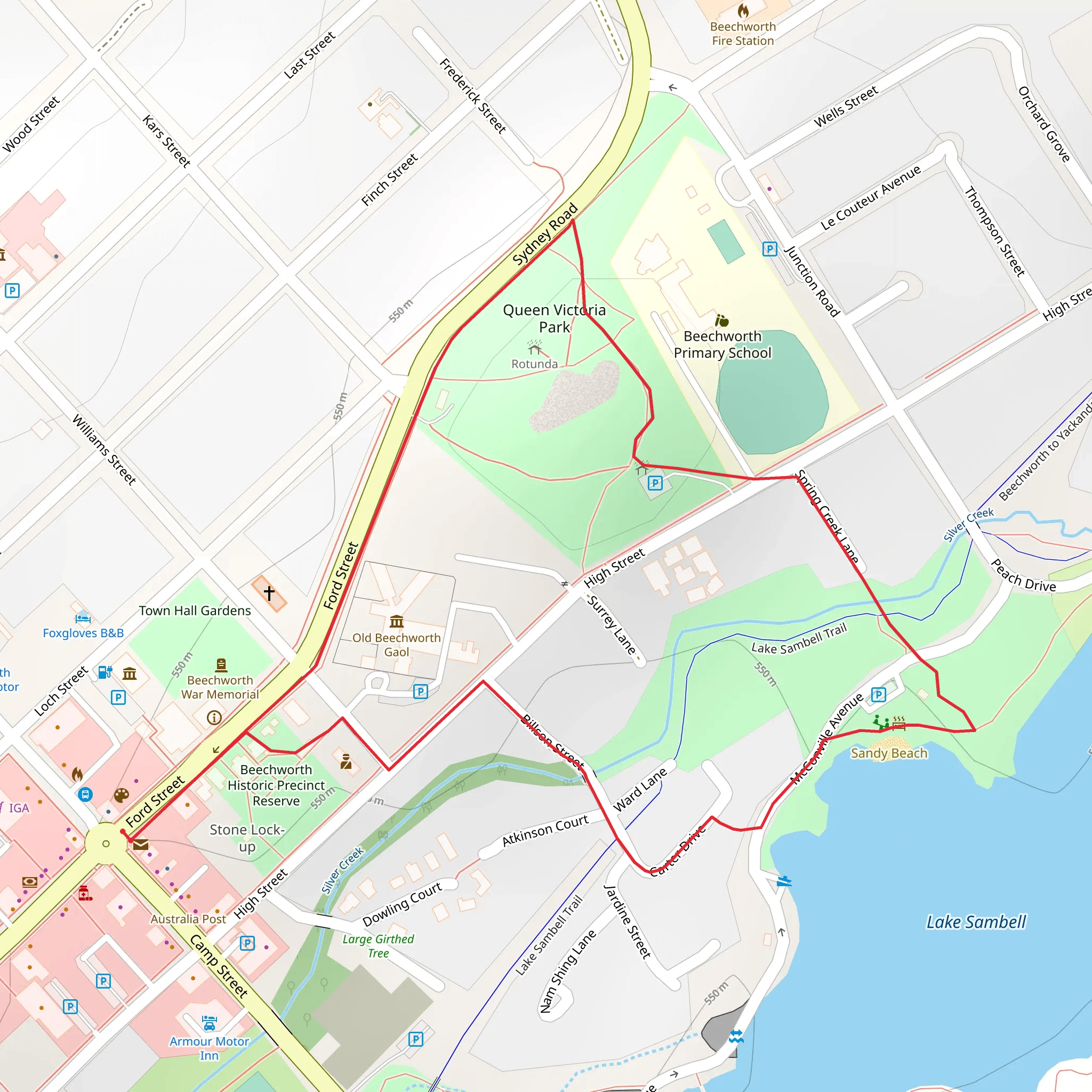 Beechworth Tree Walks - Lake Walk mobile static map