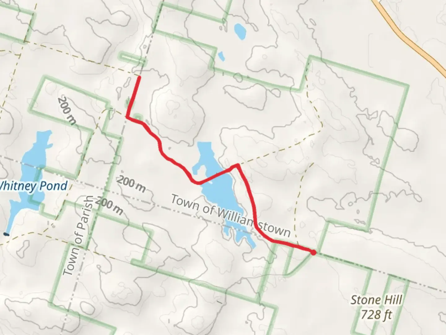An image depicting the trail Long Pond and Happy Valley Trail and its surrounding area.