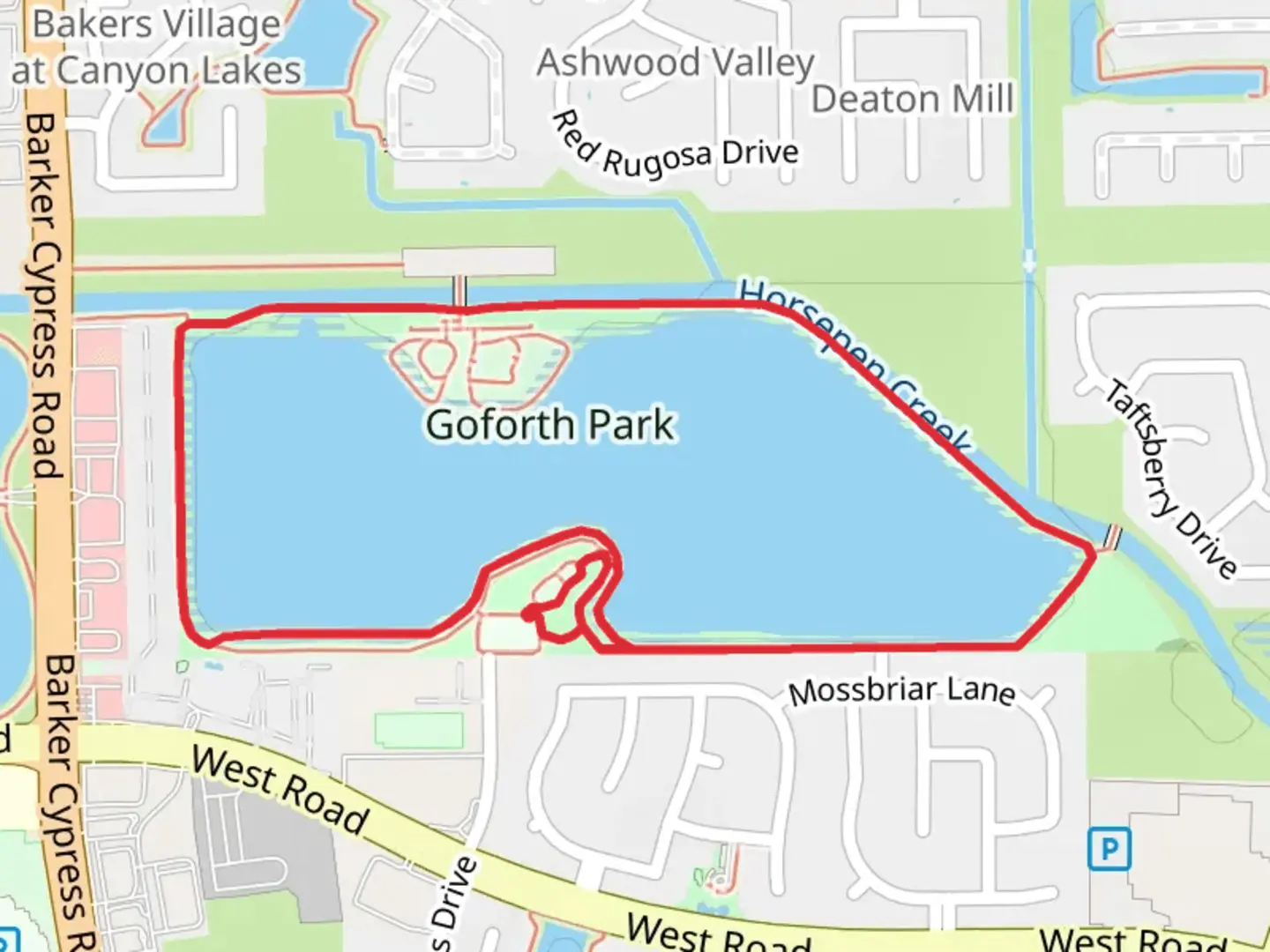 An image depicting the trail Goforth Park Loop Trail and its surrounding area.