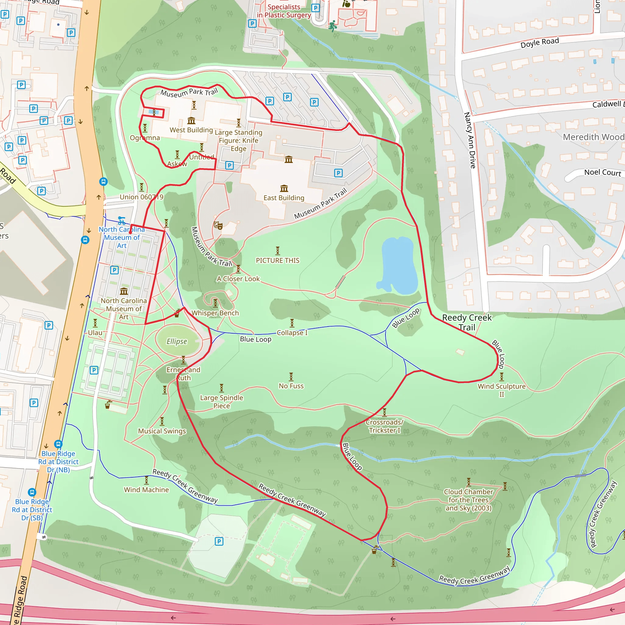 Reedy Creek Greenway and Museum Park Loop Trail mobile static map