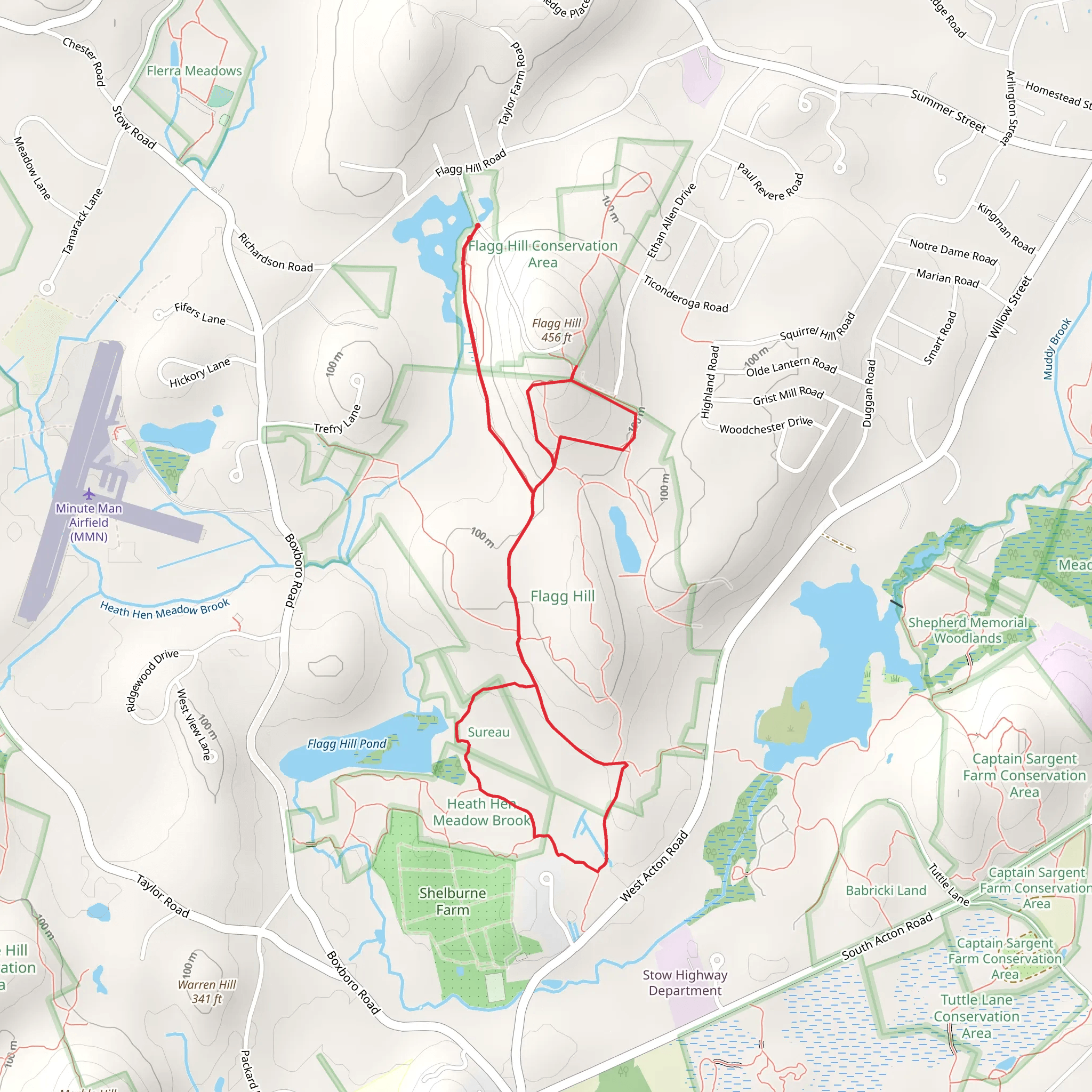 Flagg Hill Pond and Hill Trail mobile static map