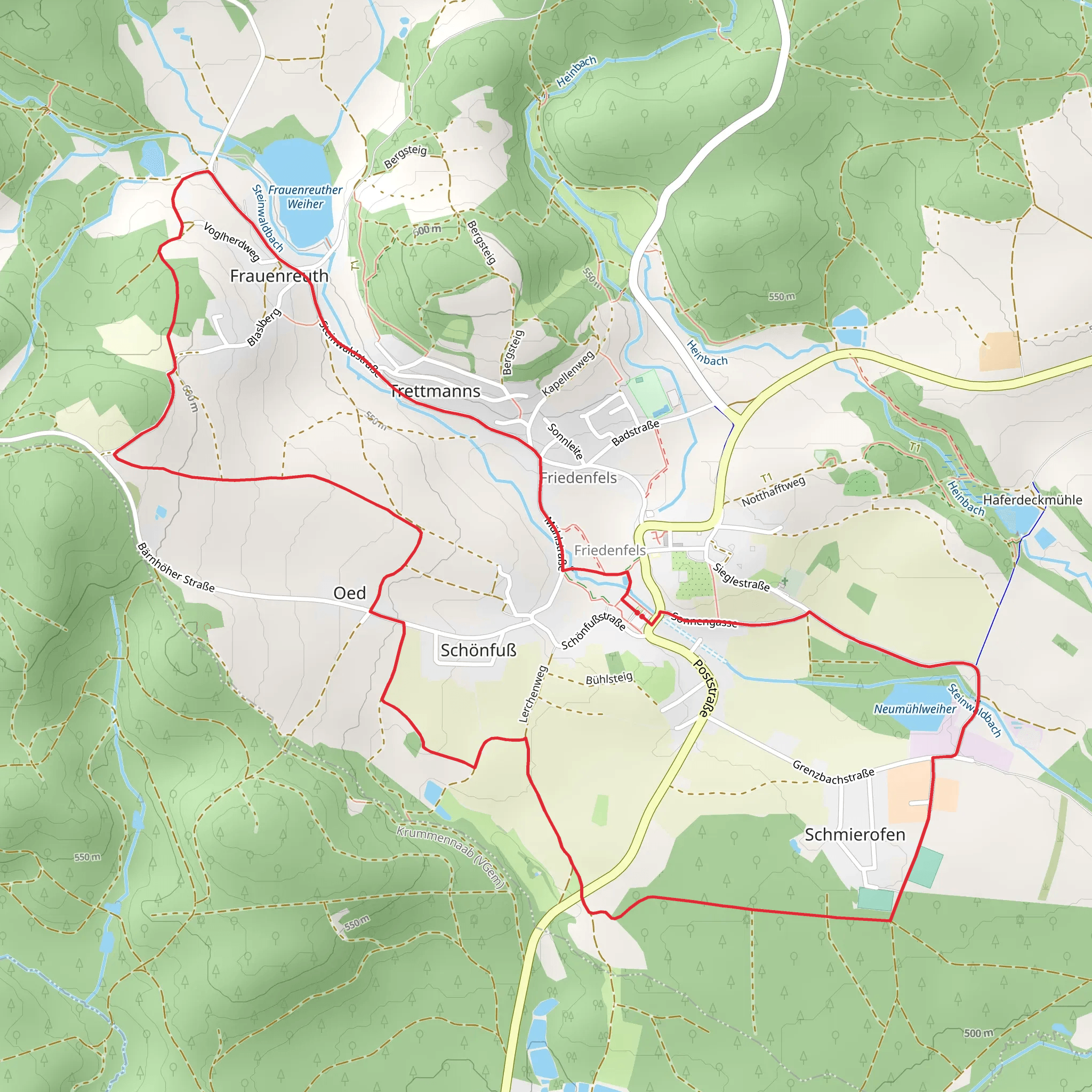 Friedenfels Rundwanderweg Orange mobile static map