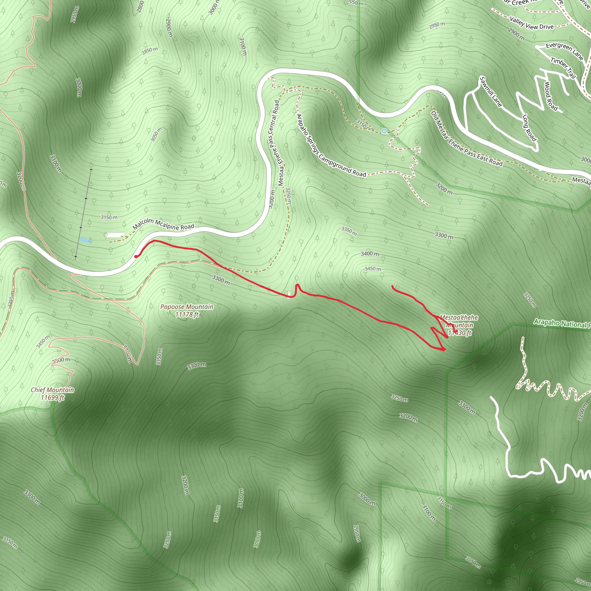 Mestaa’ėhehe Mountain mobile static map
