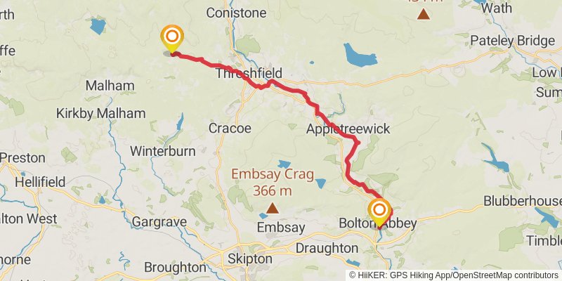 Lancaster to Ulleskelf Walk stage 4 Map