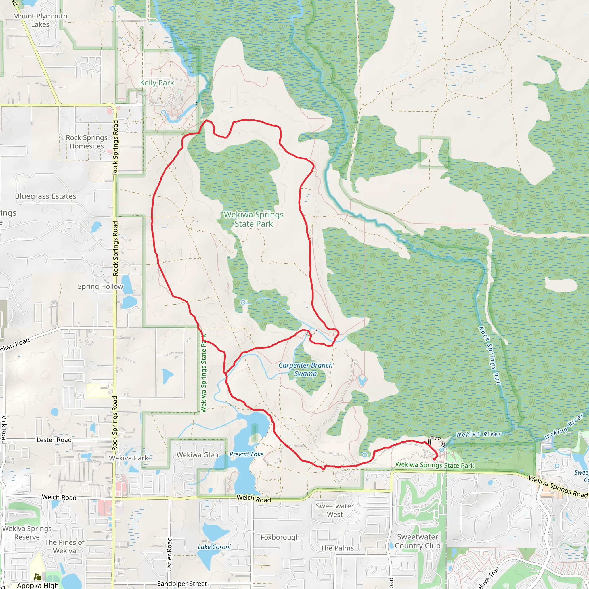 Barrel Spring and Wekiwa Springs State Park Loop mobile static map