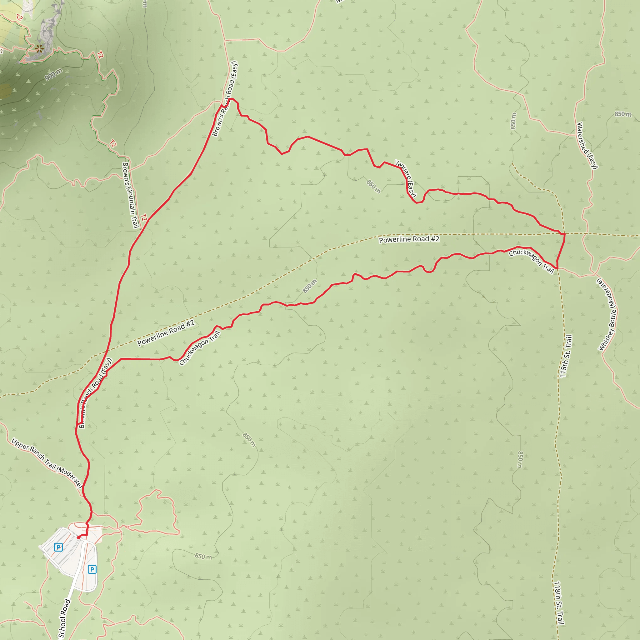 Chuckwagon, Vaquero and Brown's Ranch Road Loop mobile static map