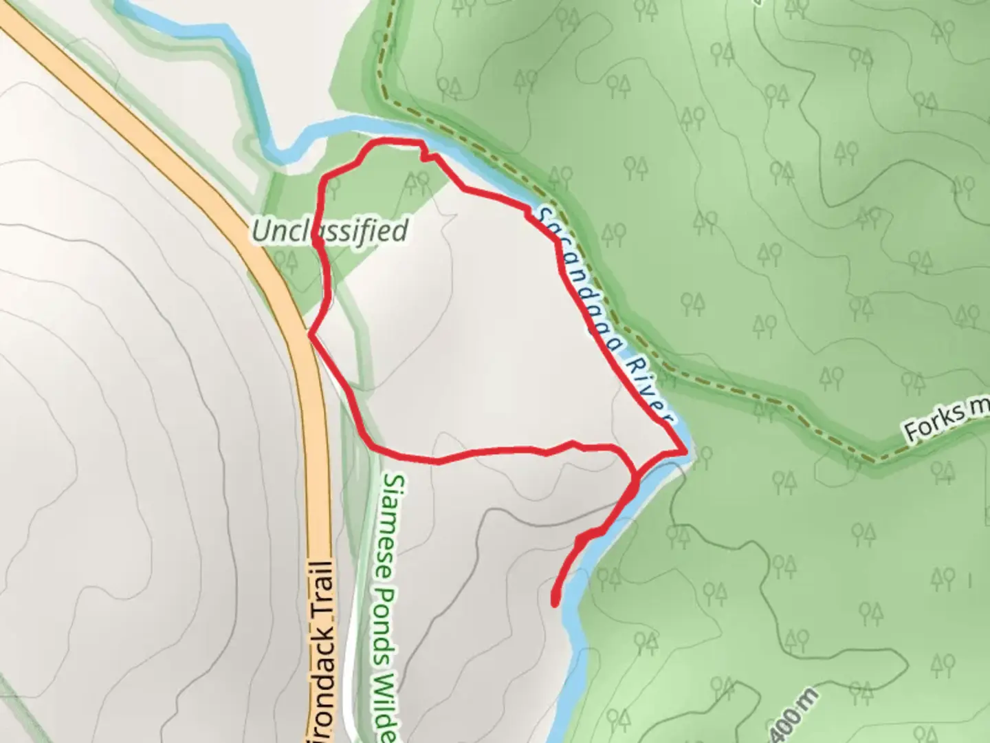 An image depicting the trail Sacandaga River Loop from Adirondack Trail and its surrounding area.