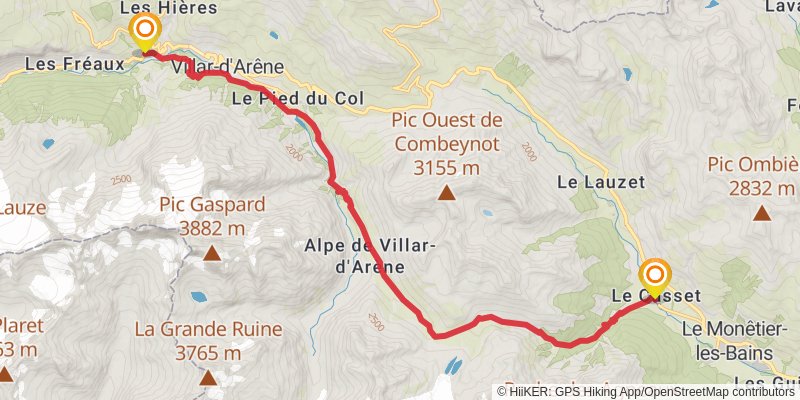 GR 54 - Tour of Oisans and Ecrins stage 11 Map