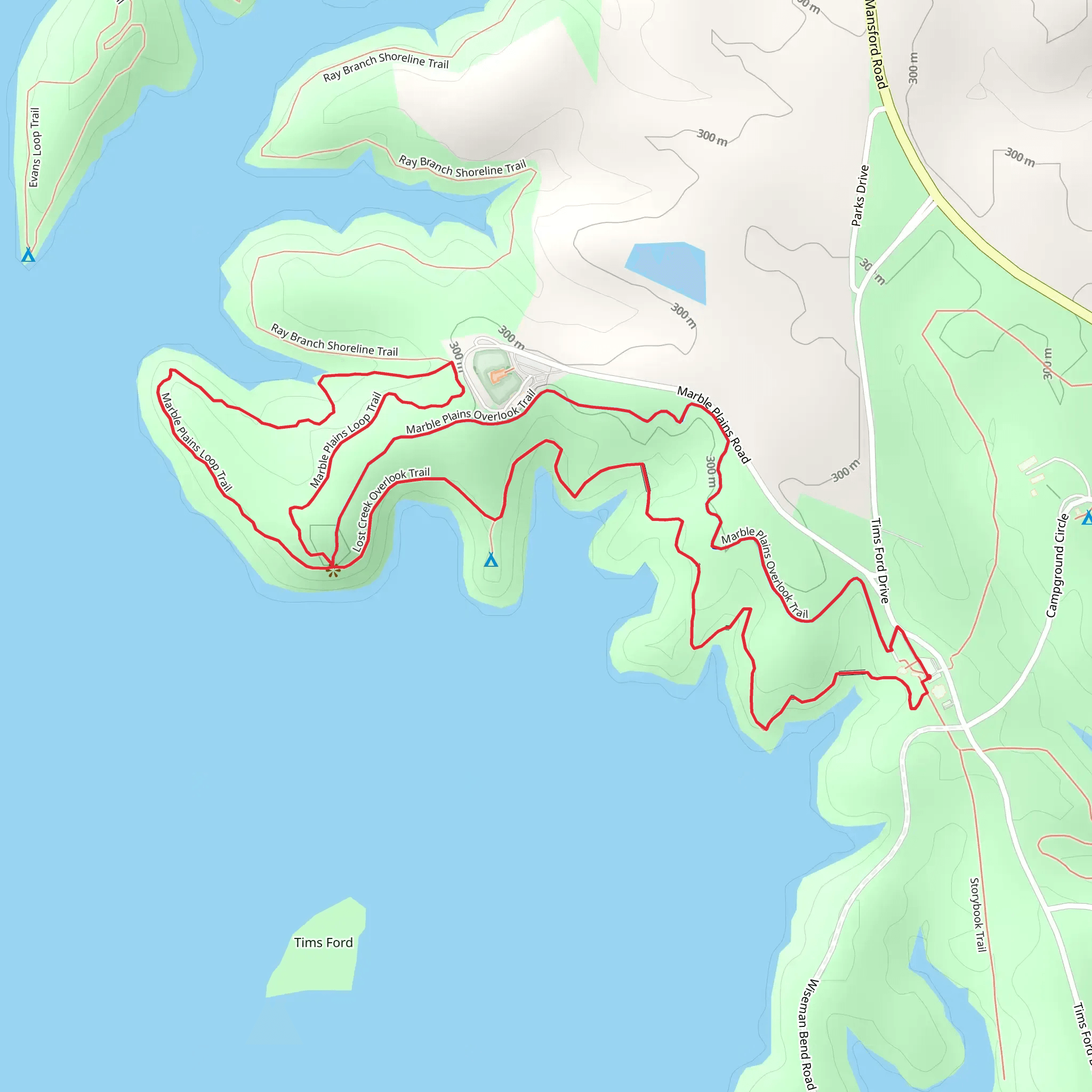 Marble Plains Overlook and Lost Creek Overlook Trail mobile static map