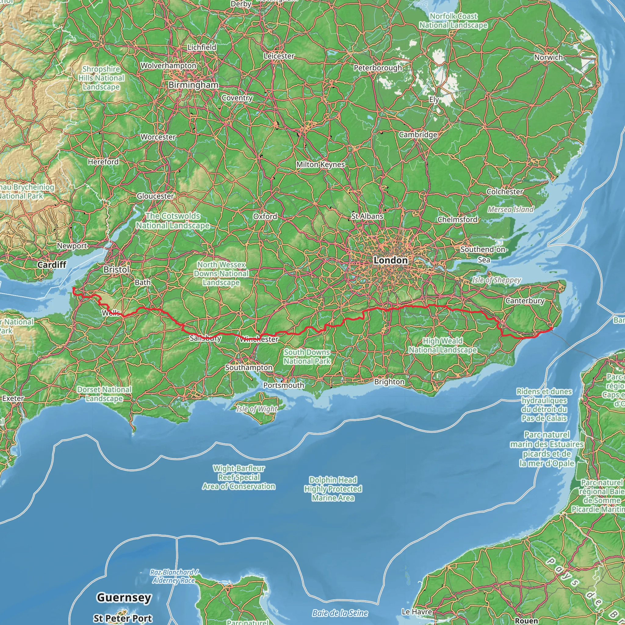 Coast to Coast - Southern England mobile static map