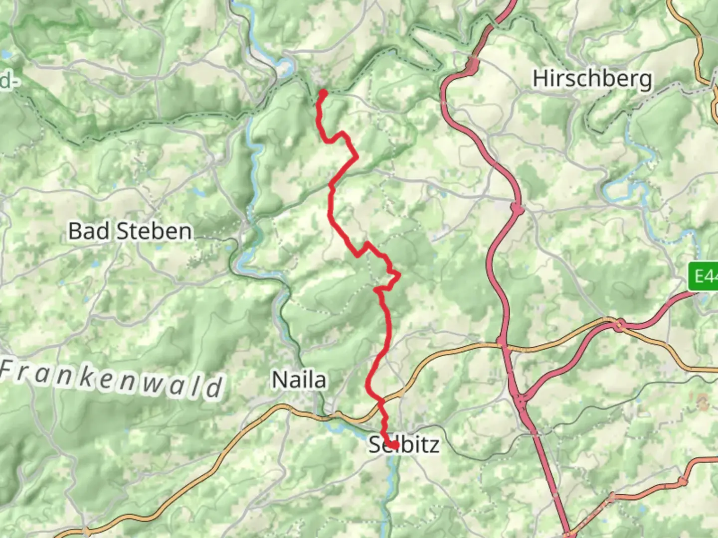 An image depicting the trail Blankenberg to Selbitz Walk and its surrounding area.