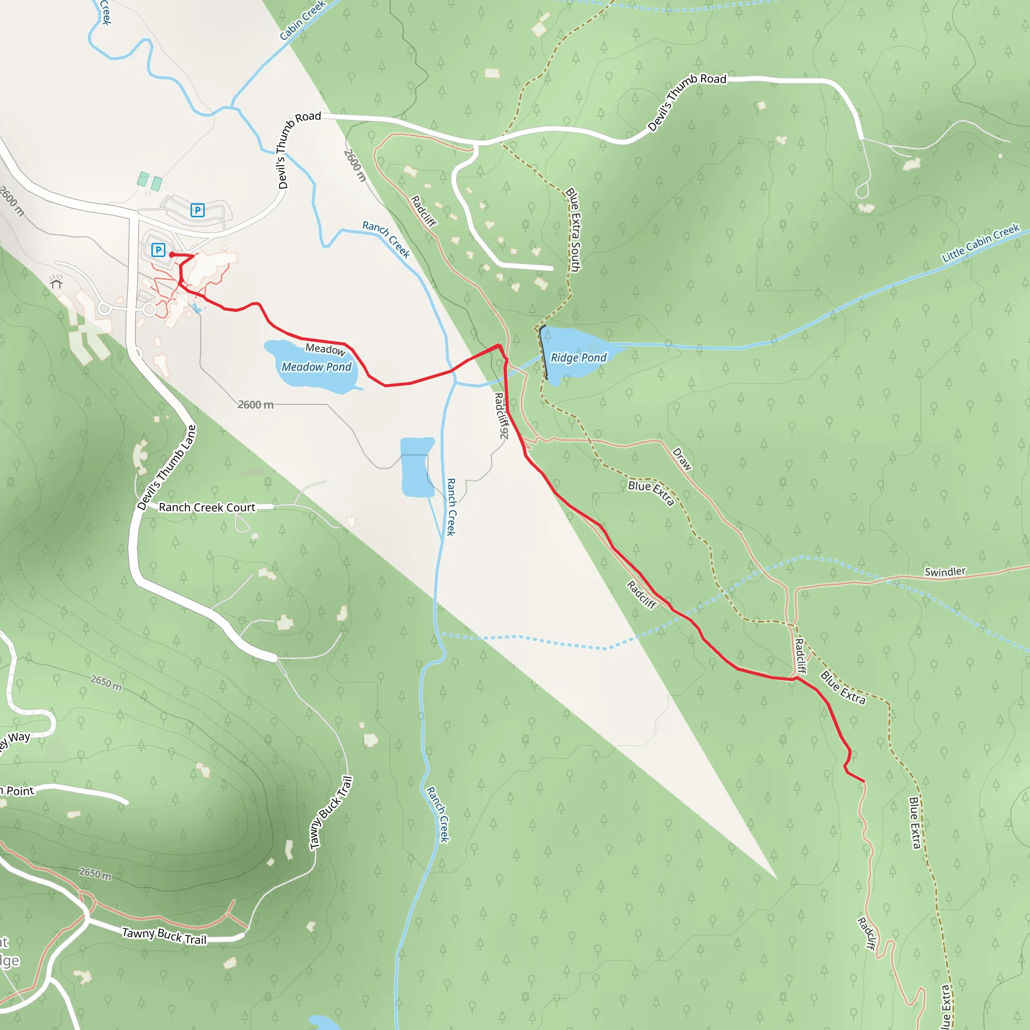 Meadow Pond via Radcliff mobile static map