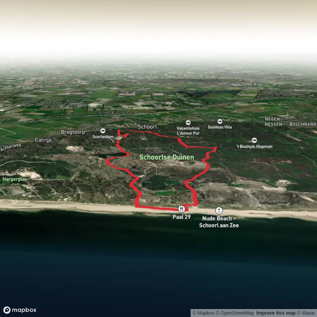 An image depicting the trail Vohelmeer and Schoorlse Duinen Loop and its surrounding area.