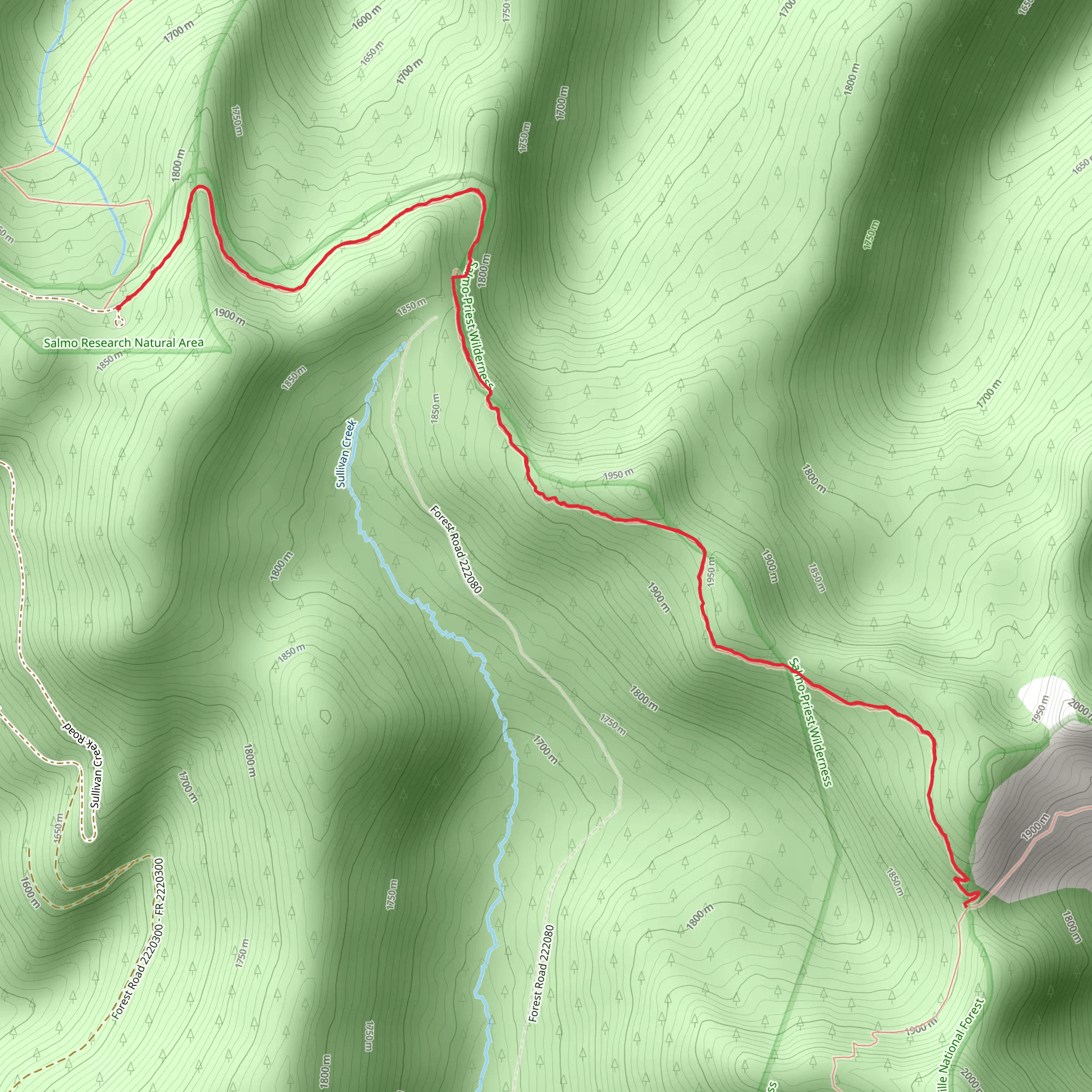 Salmo Divide Trail mobile static map
