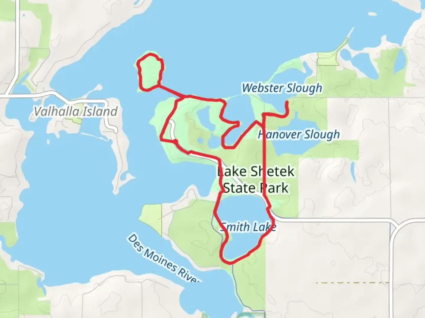 An image depicting the trail Lake Shetek State Park Loop and its surrounding area.