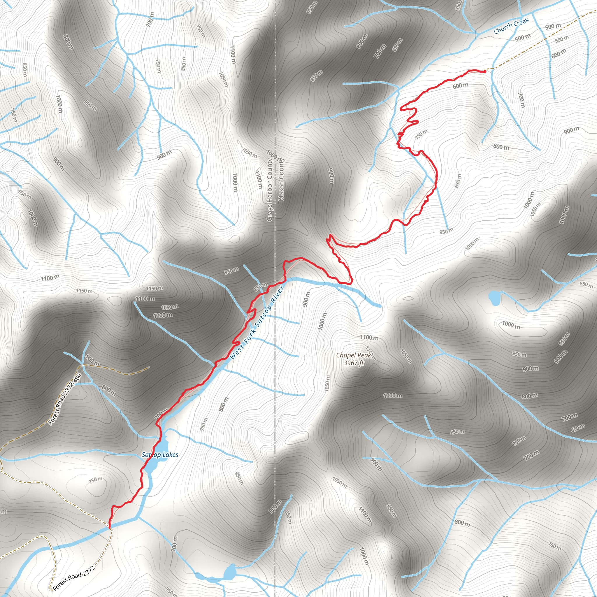 Church Creek Trail via Satsop Lake mobile static map